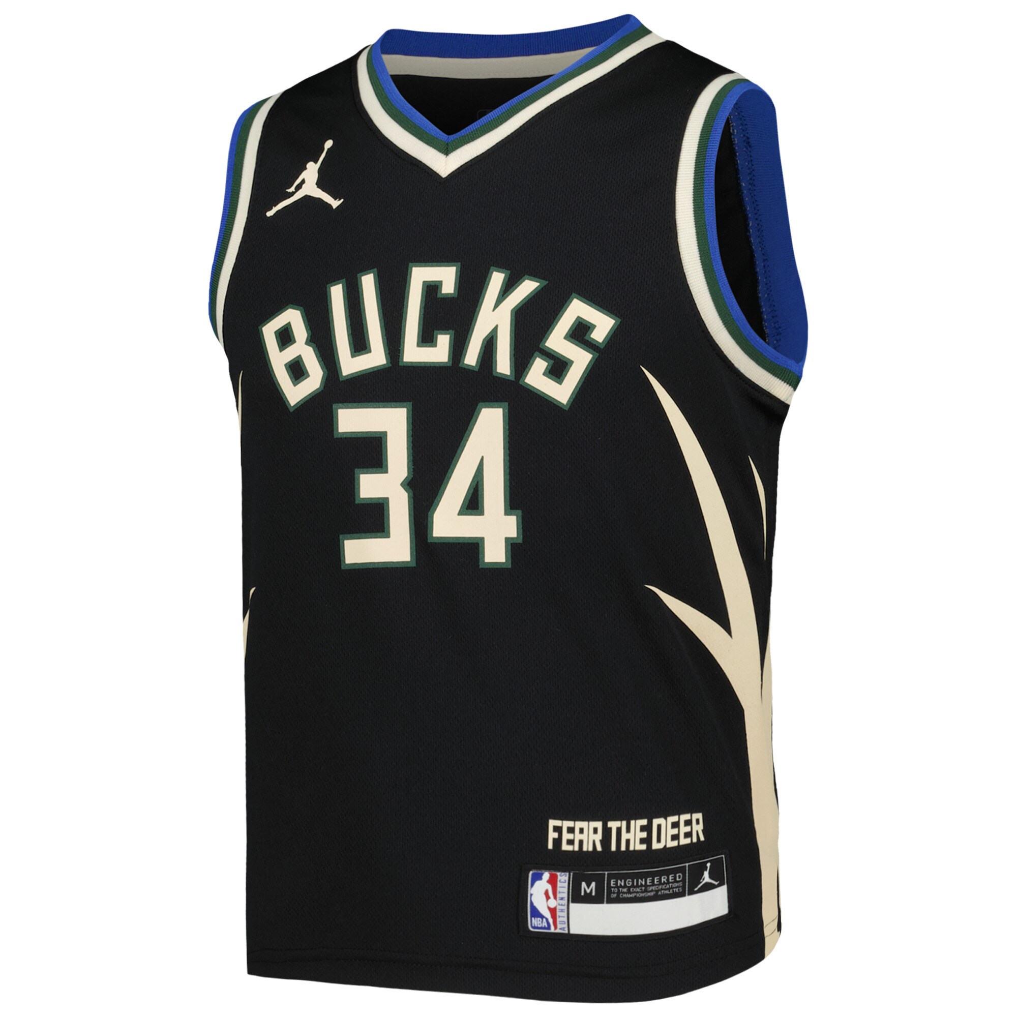 Giannis Antetokounmpo Milwaukee Bucks Jordans Brand Preschool 2022/23 Statement Edition Jersey - Black - vstockx