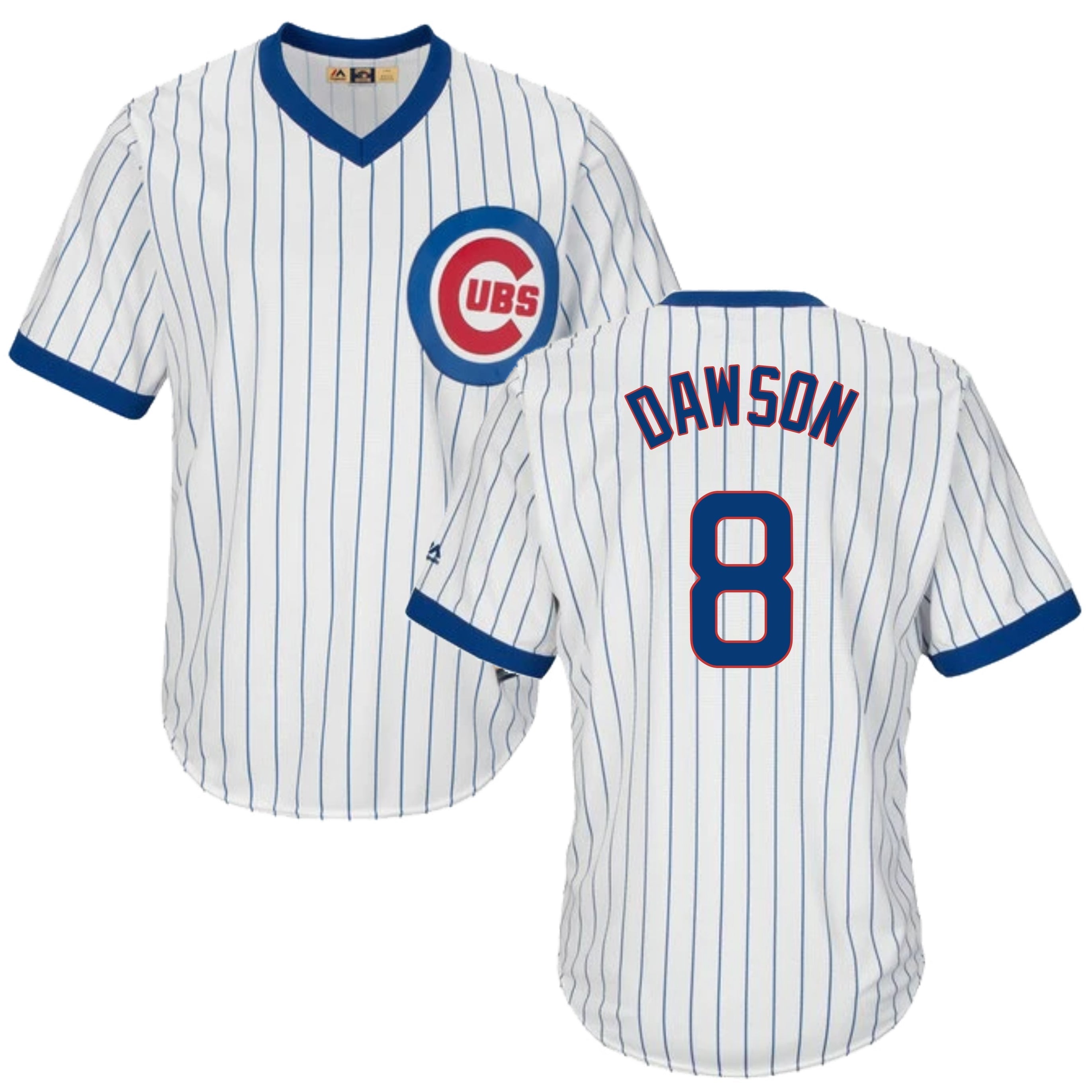 Andre Dawson Chicago Cubs Cooperstown White Pinstripe V-Neck Home Men's Jersey - vstockx