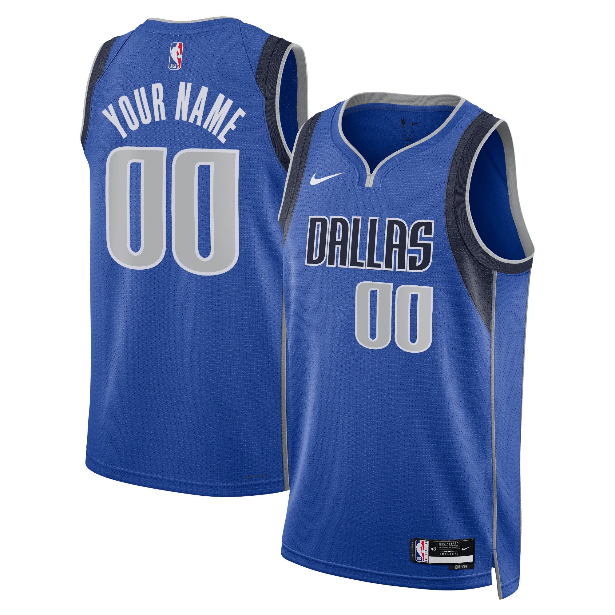 Dallas Mavericks Nike Unisex Swingman Custom Jersey Royal - Icon Edition - vstockx