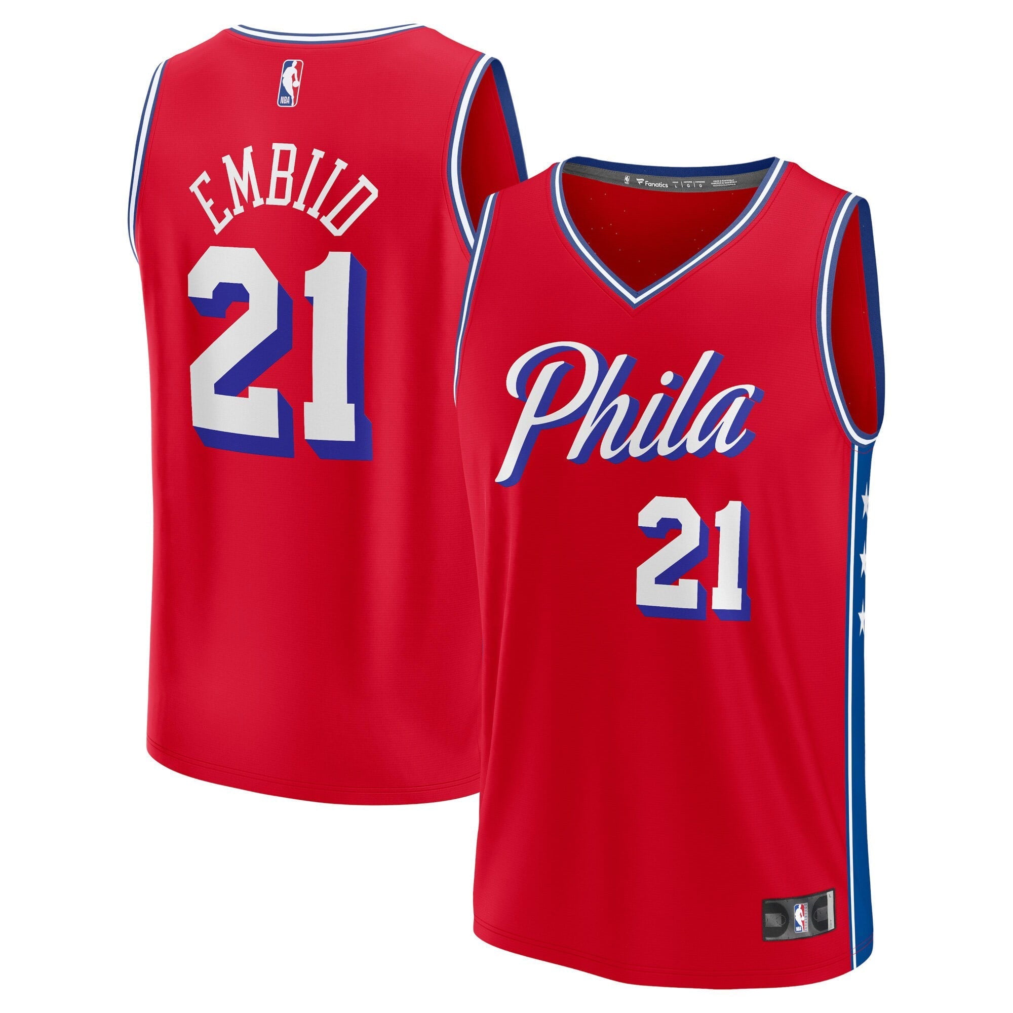 Men's Fanatics Branded Joel Embiid Red Philadelphia 76ers Fast Break Replica Player Jersey - Statement Edition - vstockx