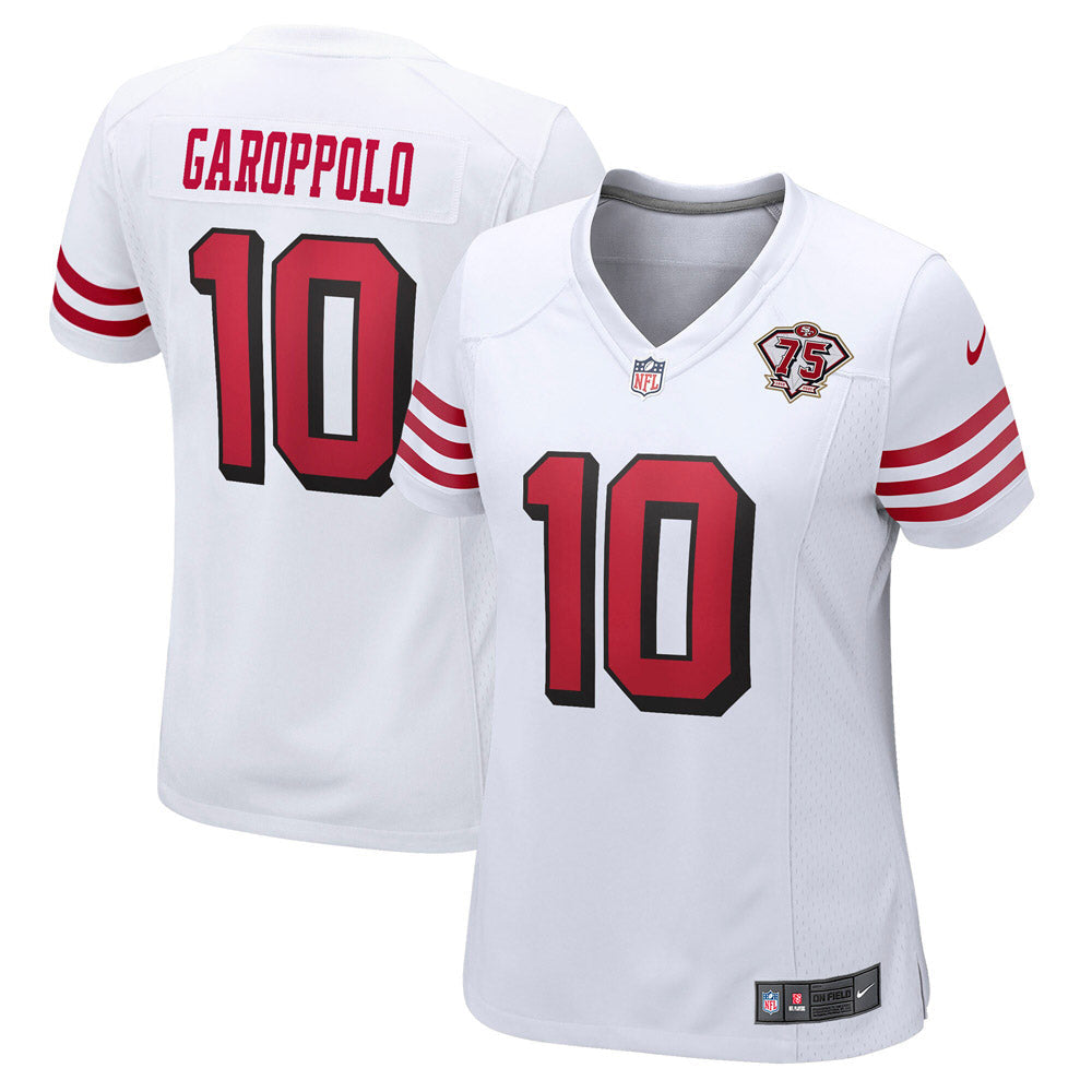 Women's San Francisco 49ers Jimmy Garoppolo 75th Anniversary 2nd Alternate Game Jersey White - vstockx