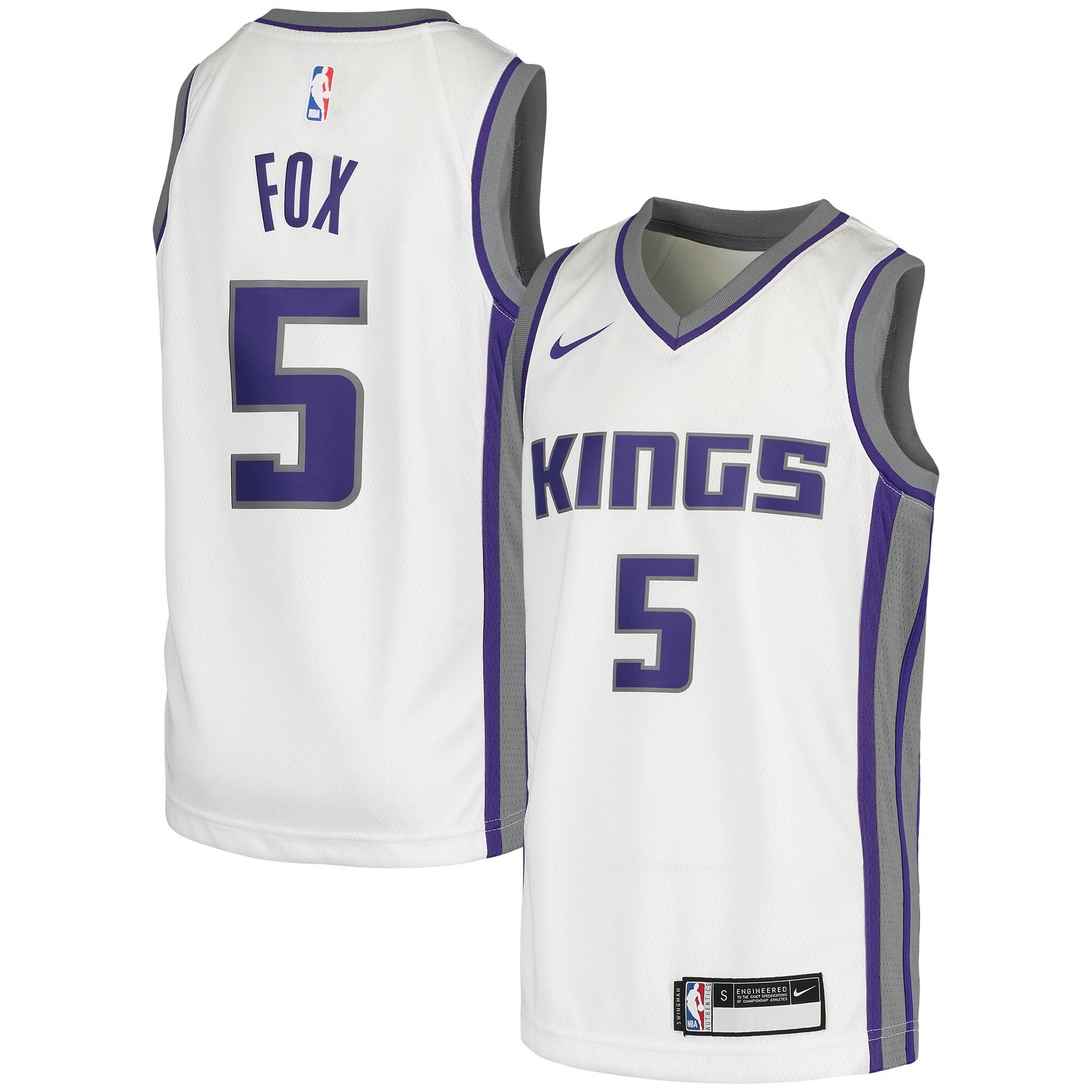 De'Aaron Fox Sacramento Kings Nike Youth 2020/21 Swingman Jersey - Association Edition - White - vstockx