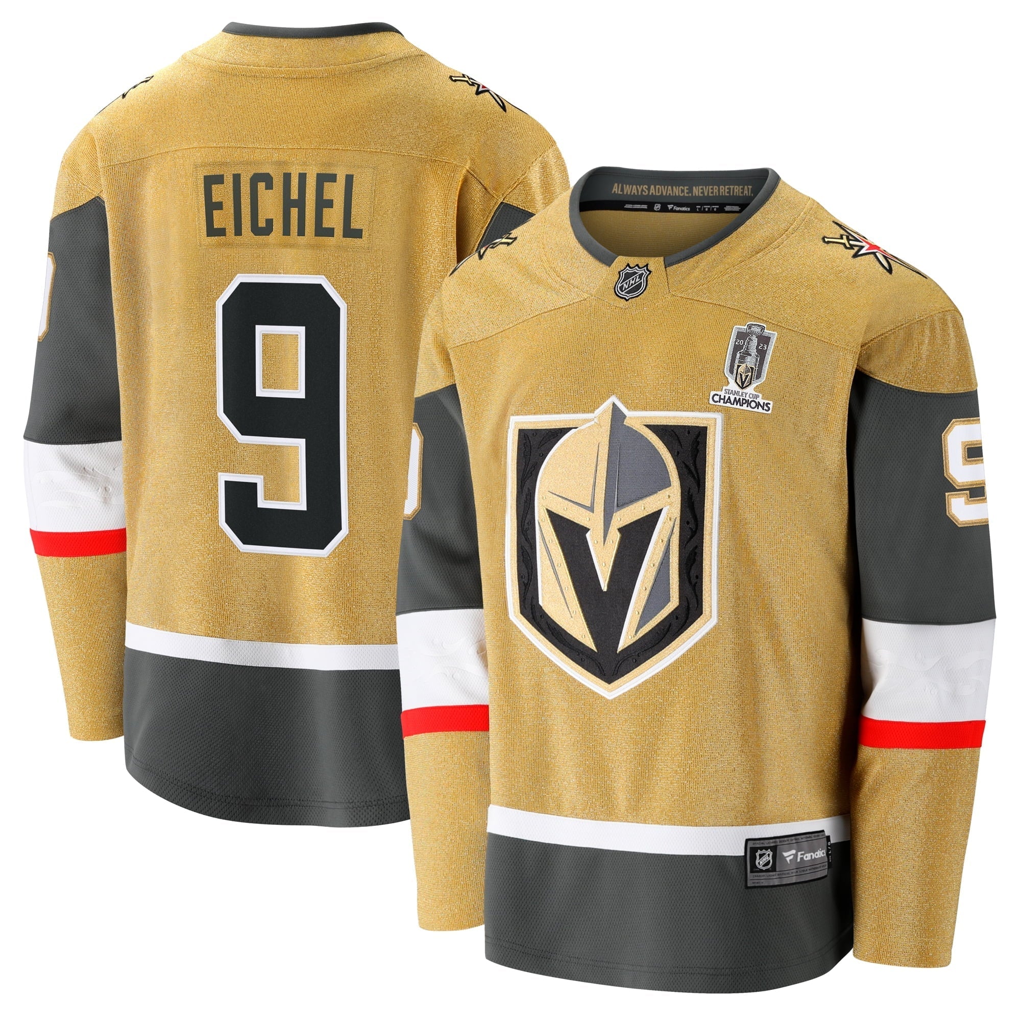 Men's Fanatics Branded Jack Eichel Gold Vegas Golden Knights 2023 Stanley Cup Champions Home Breakaway Player Jersey - vstockx