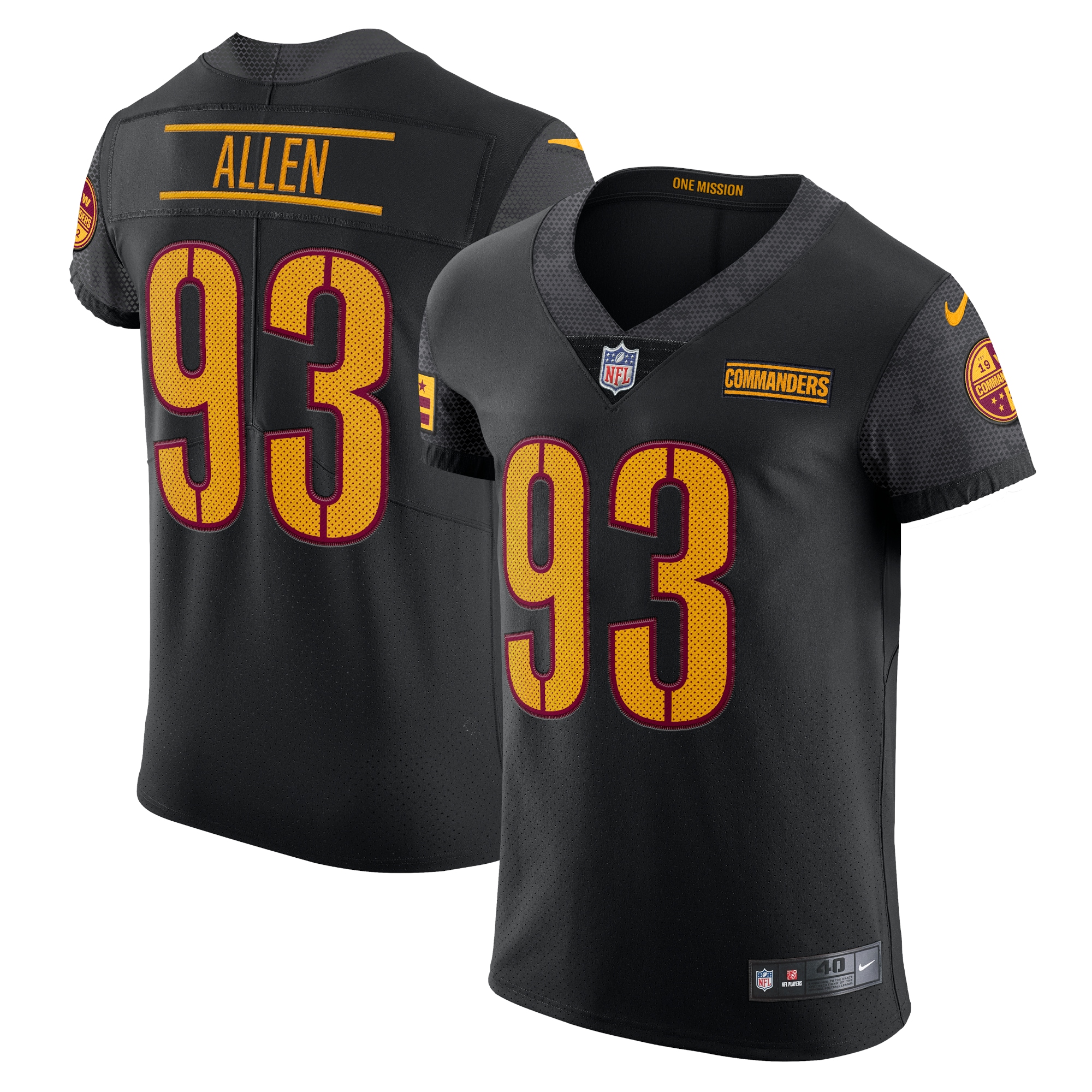 Jonathan Allen Washington Commanders Nike Alternate Vapor Elite Jersey - Black - vstockx