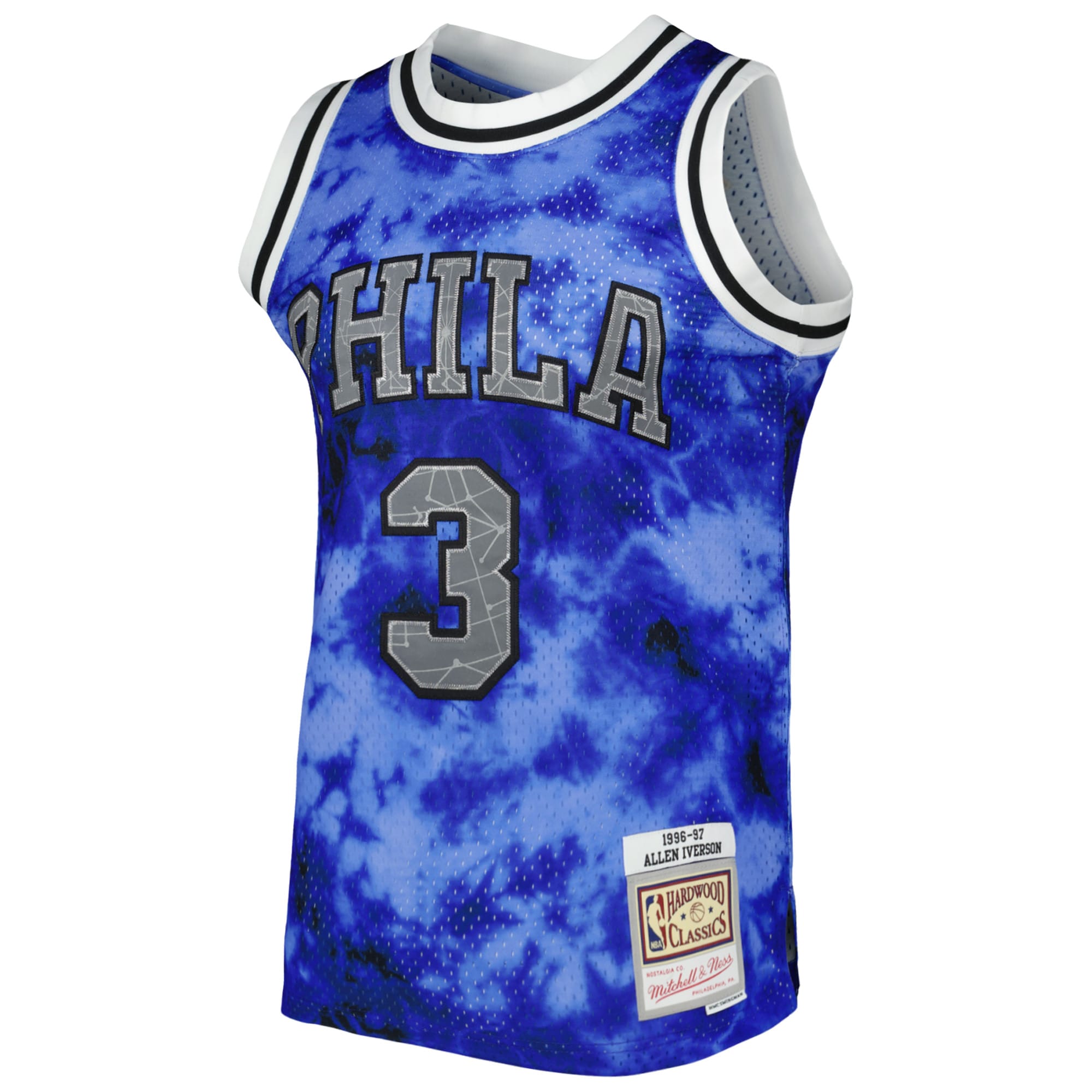 Allen Iverson Philadelphia 76ers Mitchell & Ness 1996/97 Galaxy Swingman Jersey - Royal - vstockx