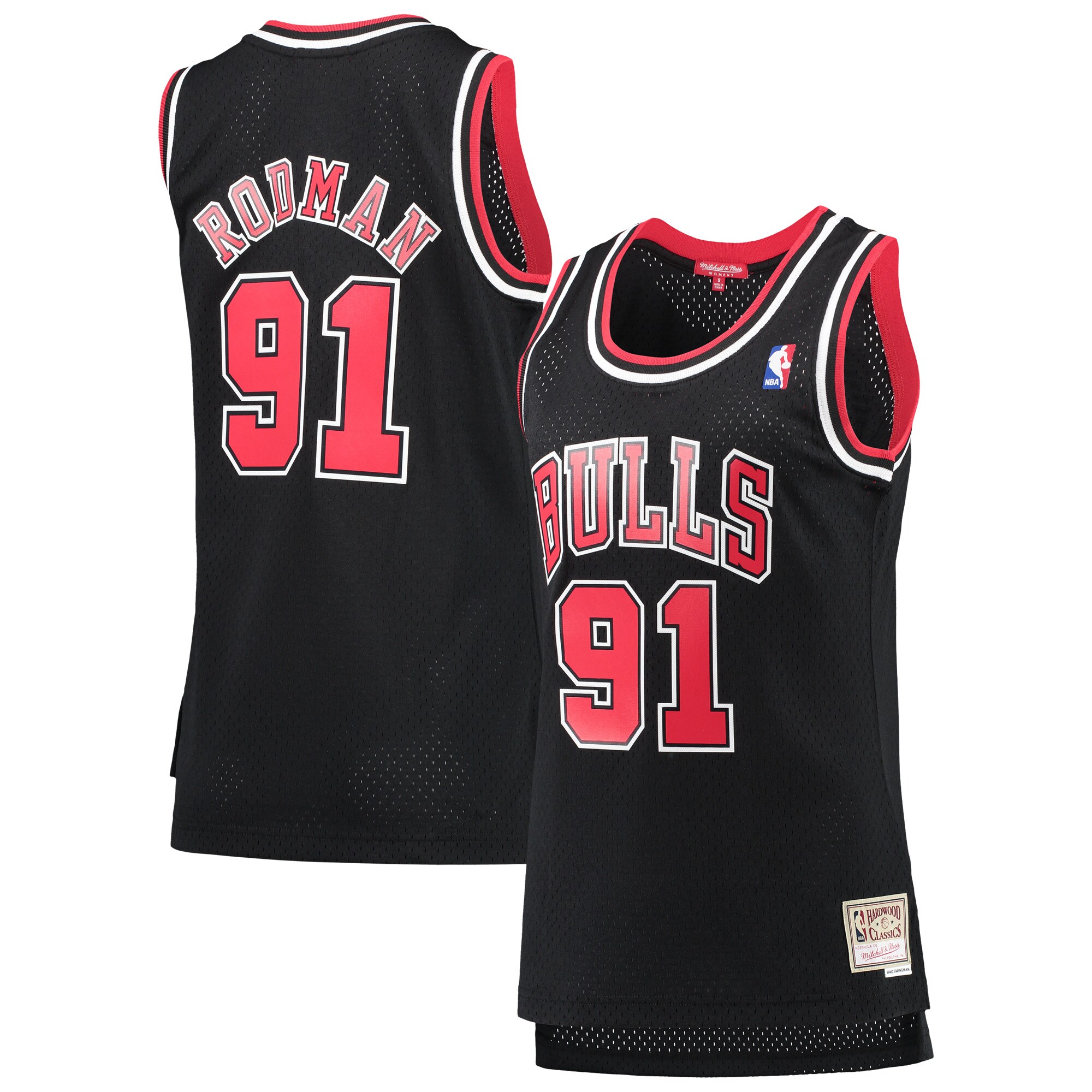 Dennis Rodman Chicago Bulls Mitchell & Ness Women's Hardwood Classics Swingman Jersey - Black - vstockx