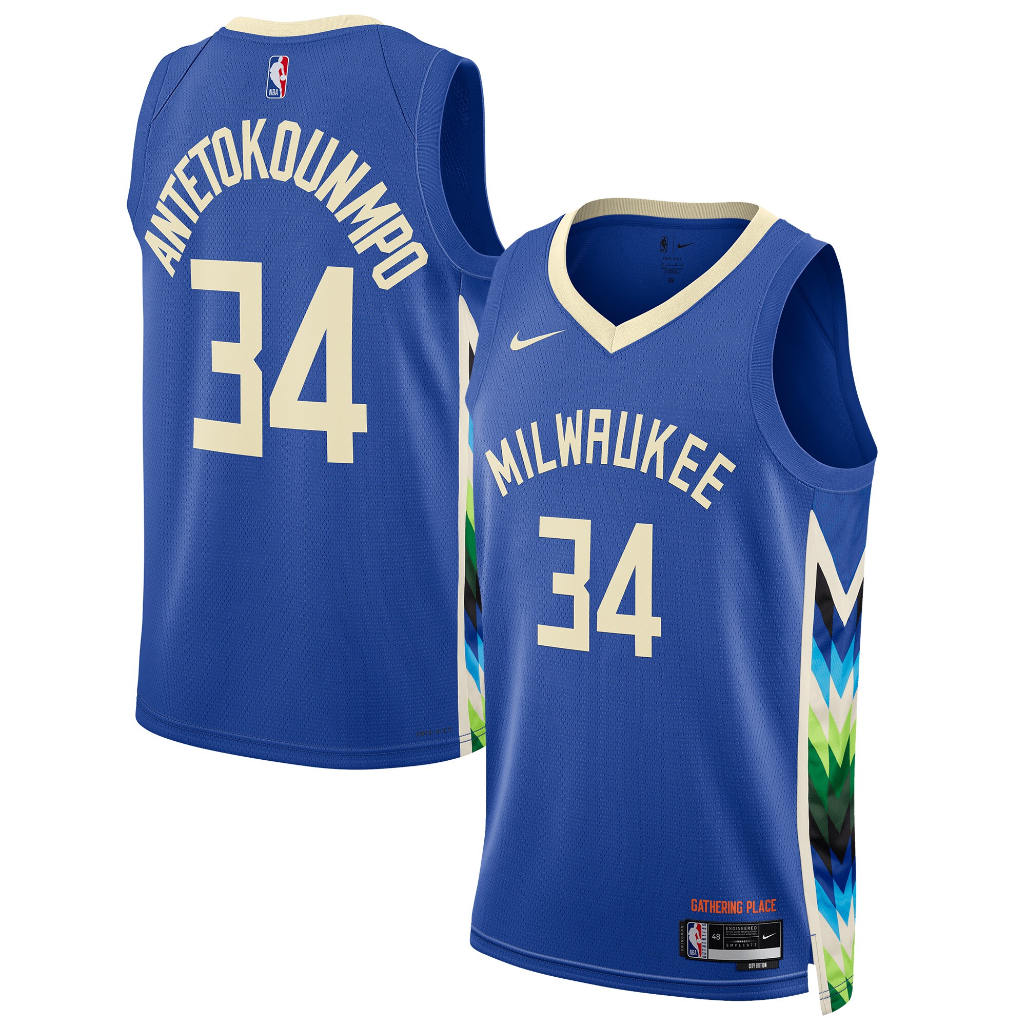 Giannis Antetokounmpo Milwaukee Bucks Nike Unisex 2022/23 Swingman Jersey - City Edition - Royal - vstockx
