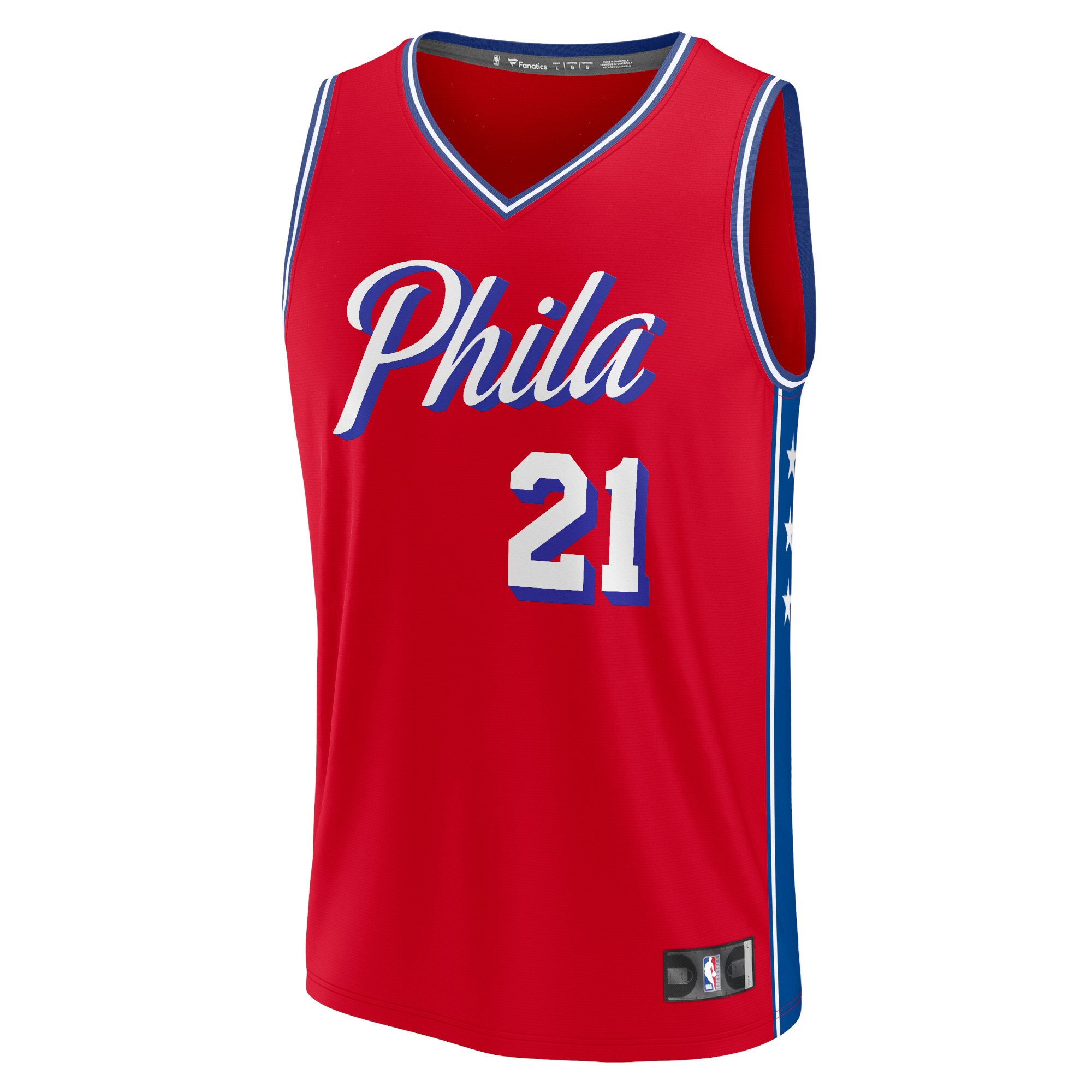 Joel Embiid Philadelphia 76ers Fanatics Branded Fast Break Replica Player Jersey - Statement Edition - Red - vstockx