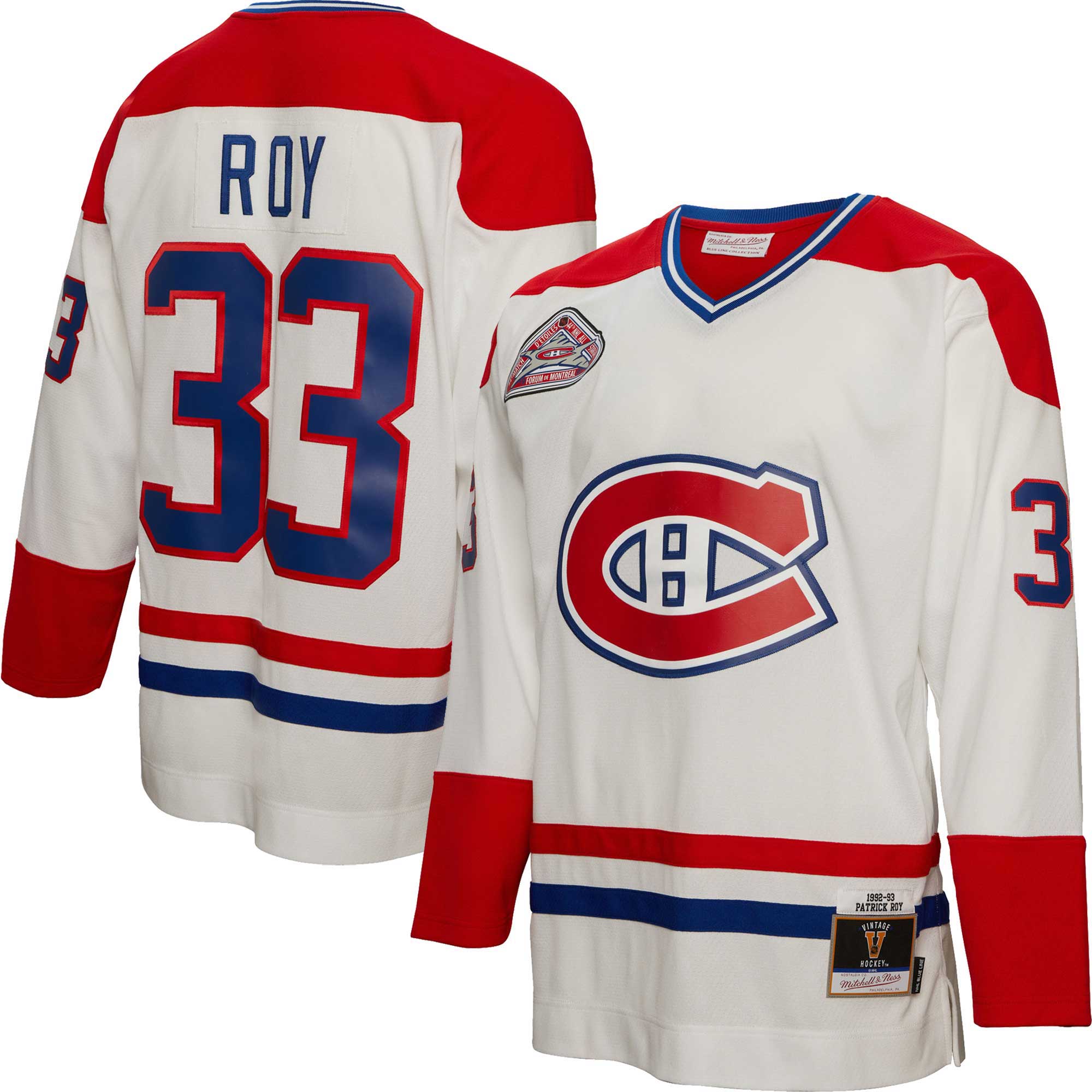 Patrick Roy Montreal Canadiens Mitchell & Ness 1992/93 Blue Line Player Jersey - White - vstockx