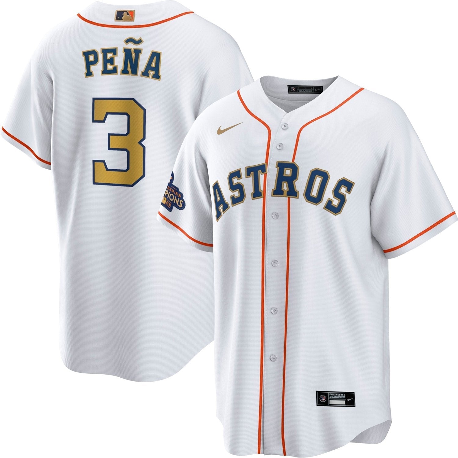 Nike Men's Houston Astros Gold Jeremy Pena Replica Jersey - vstockx