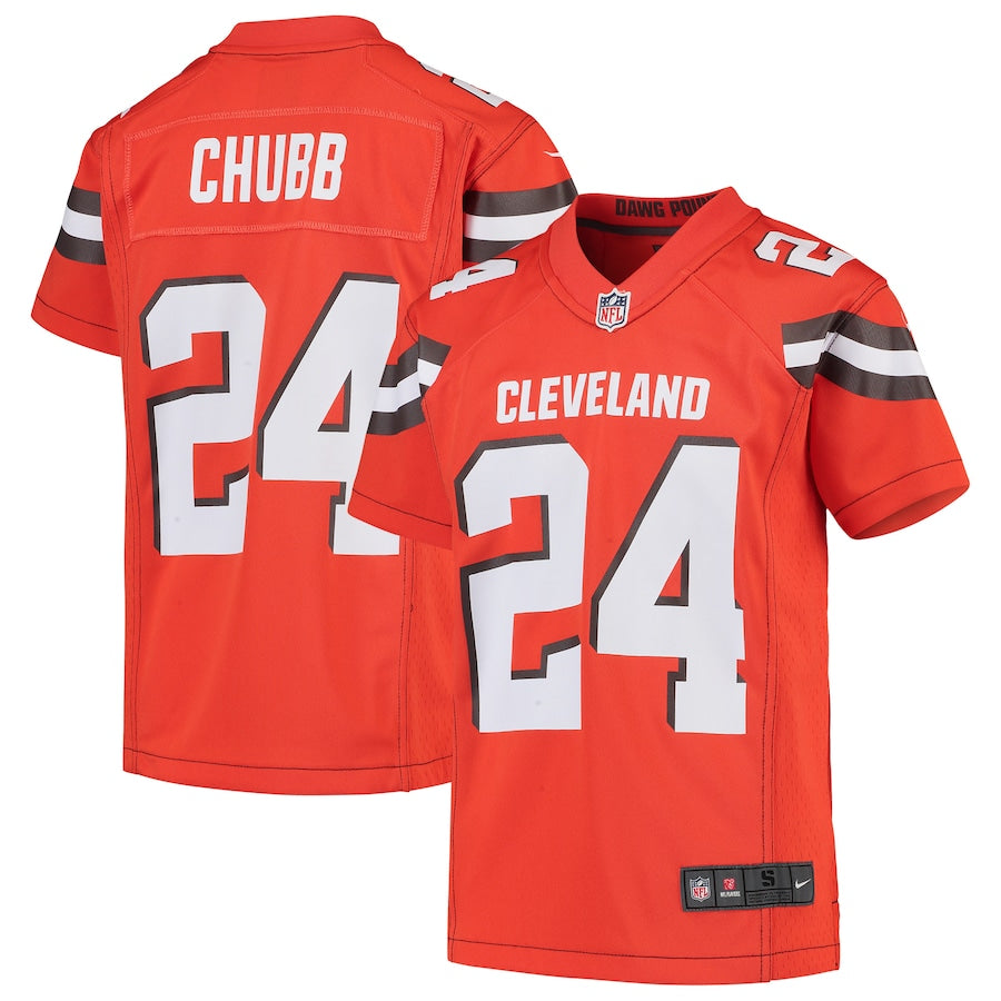Youth Cleveland Browns Nick Chubb Game Vapor Jersey Orange - vstockx