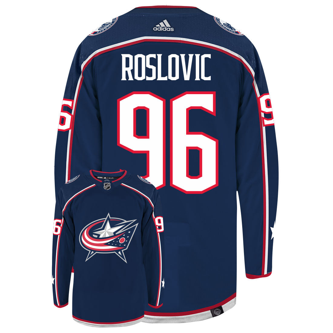 Jack Roslovic Columbus Blue Jackets Adidas Primegreen Authentic NHL Hockey Jersey - vstockx