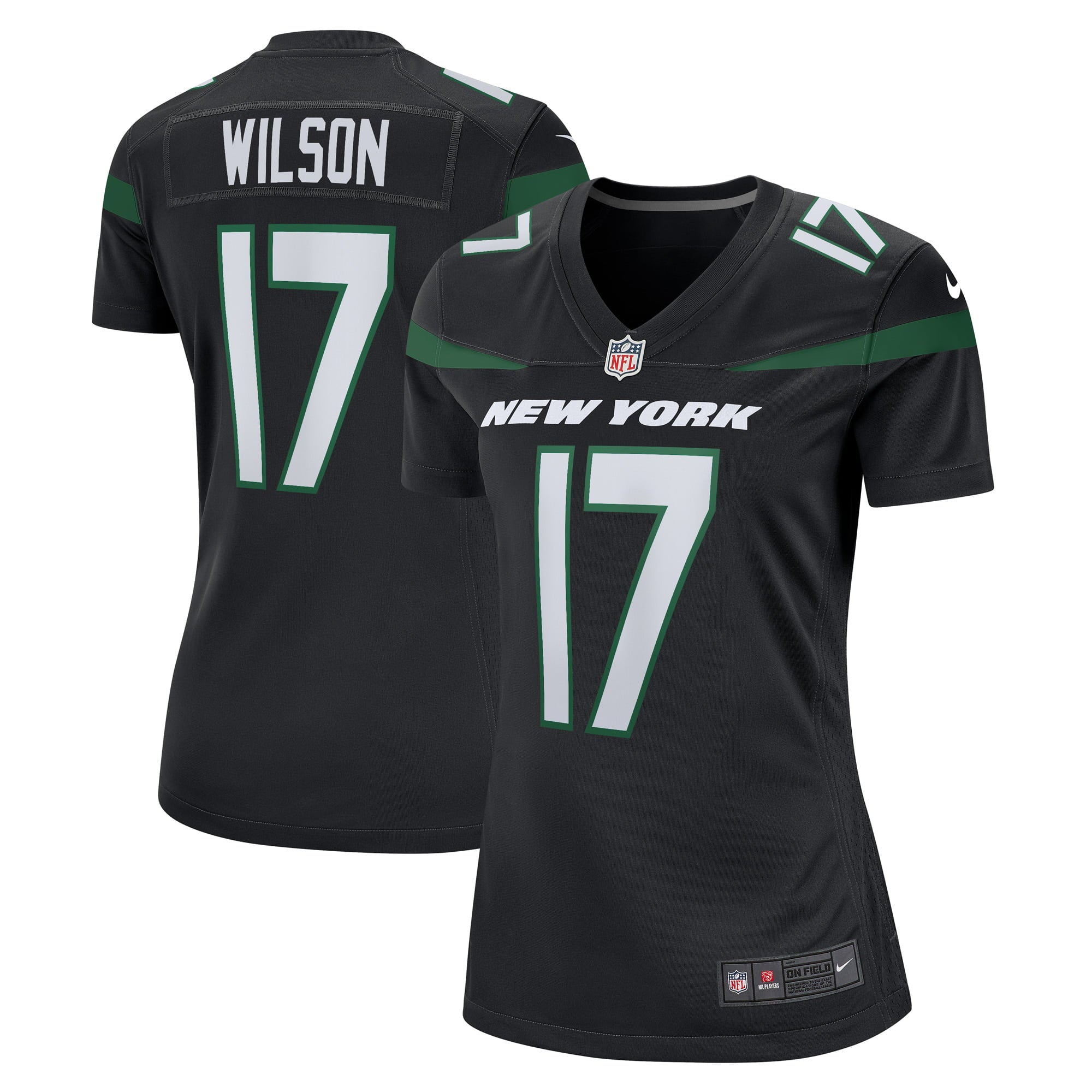 Women's Nike Garrett Wilson Stealth Black New York Jets Alternate Game Player Jersey - vstockx