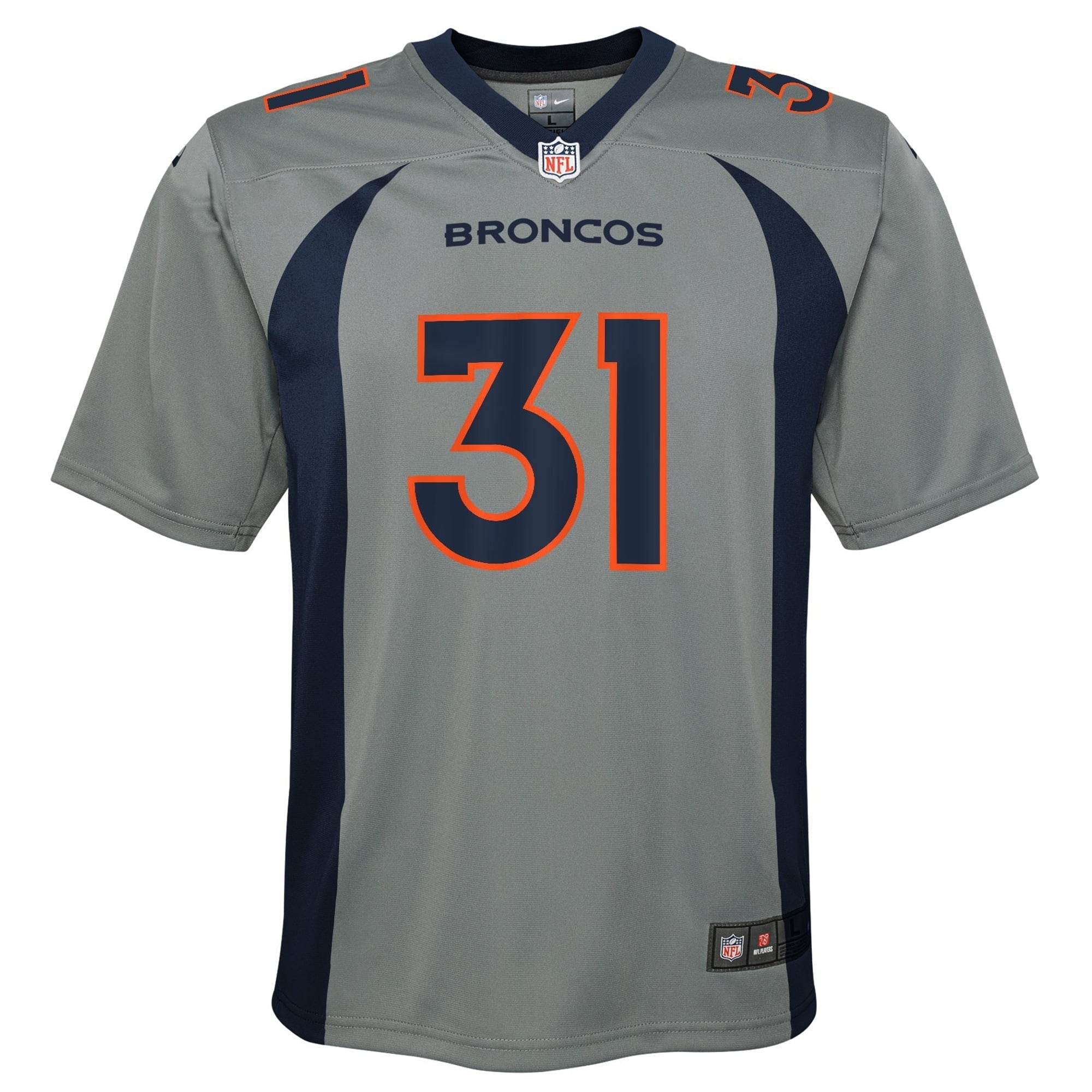 Youth Nike Justin Simmons Gray Denver Broncos Inverted Game Jersey - vstockx