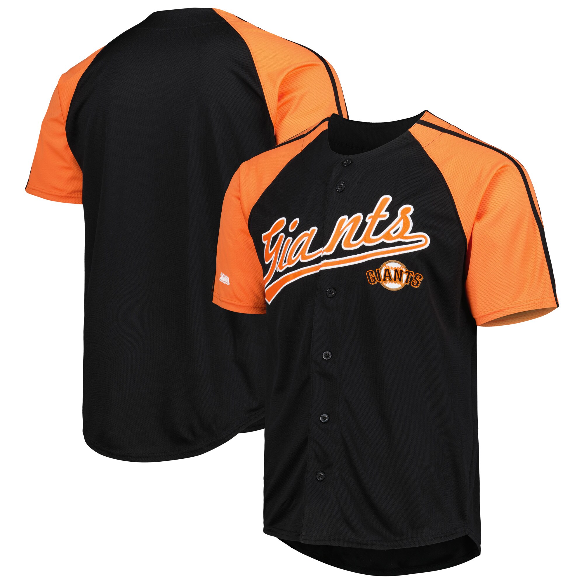 San Francisco Giants Stitches Button-Down Raglan Fashion Jersey - Black - vstockx