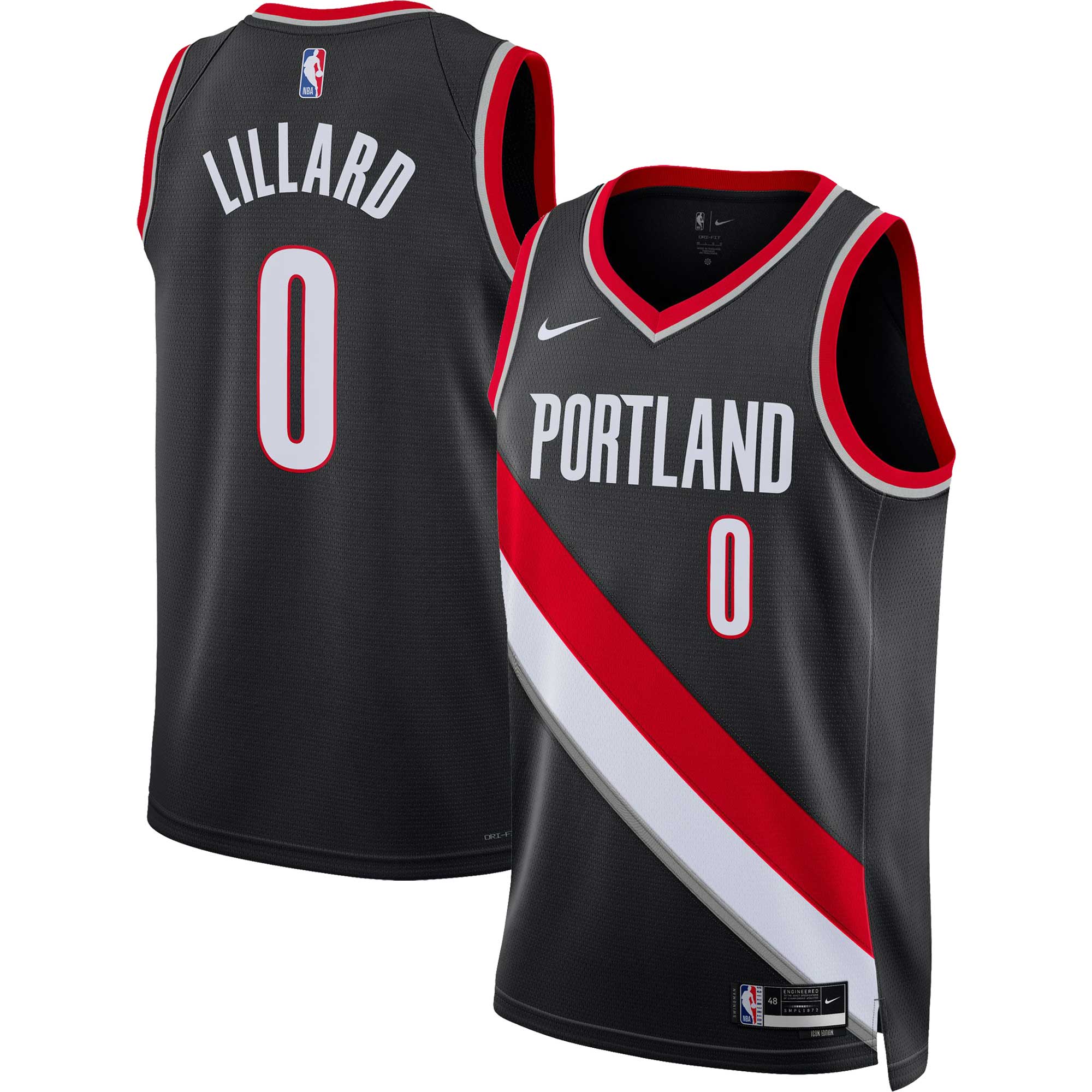 Damian Lillard Portland Trail Blazers Nike Unisex Swingman Jersey - Association Edition - Black - vstockx