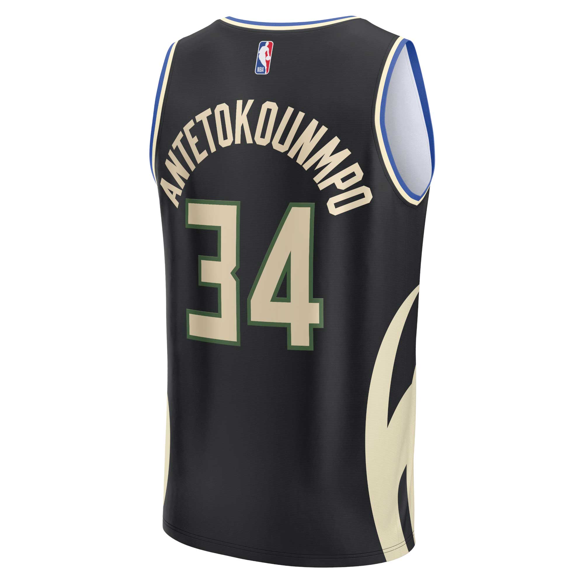 Giannis Antetokounmpo Milwaukee Bucks Fanatics Branded Fast Break Replica Player Jersey - Statement Edition - Black - vstockx
