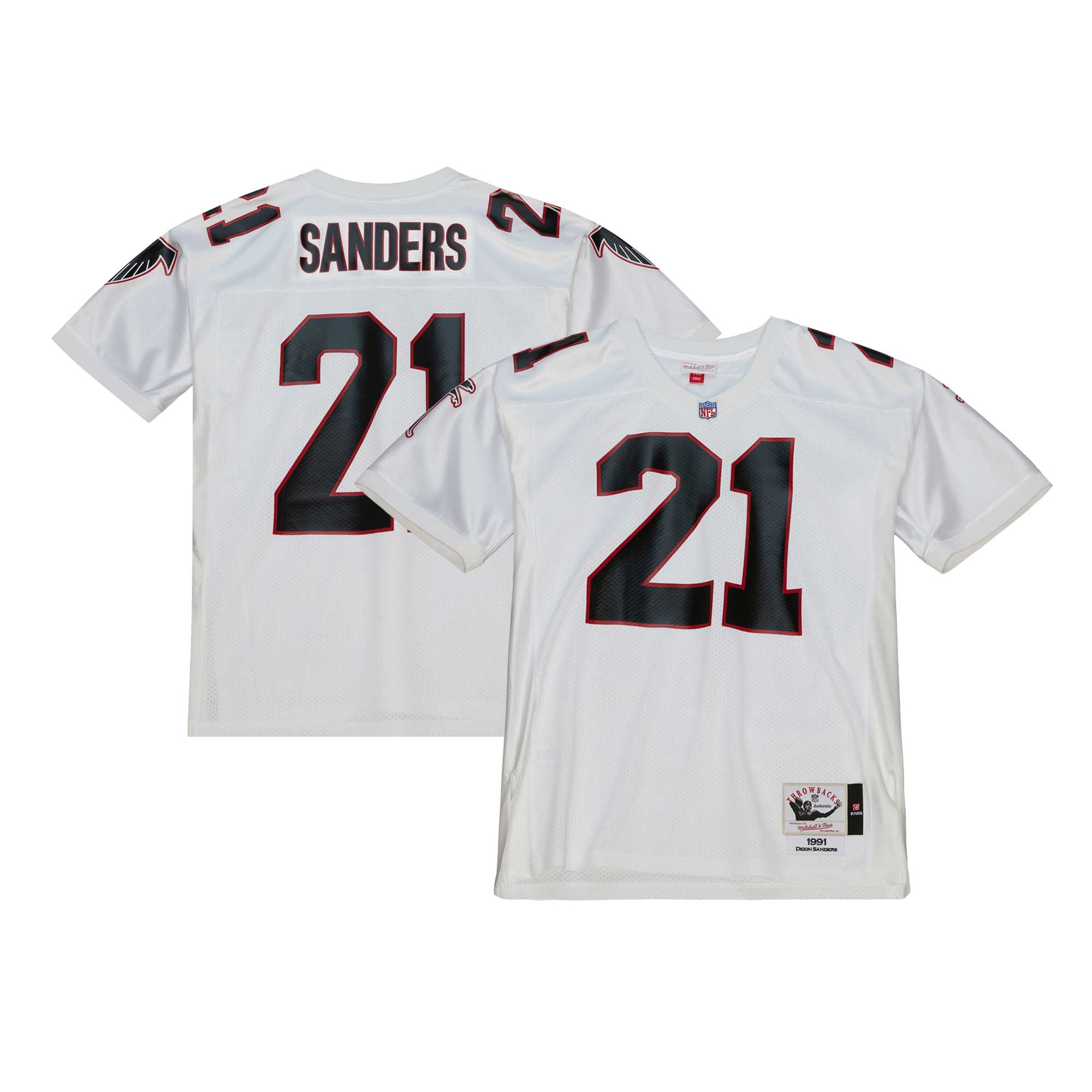 Deion Sanders Atlanta Falcons Mitchell & Ness 1991 Authentic Jersey - White - vstockx