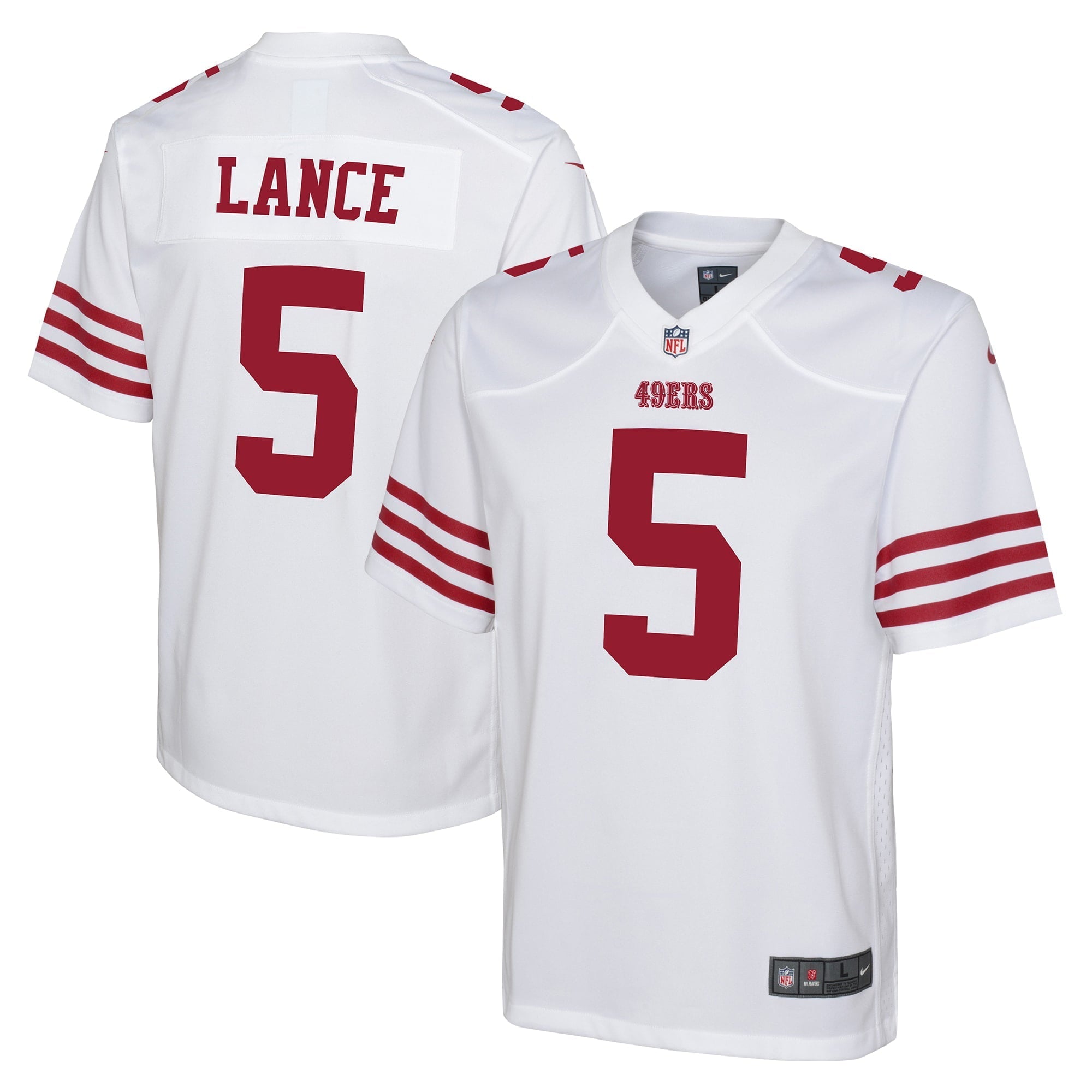 Youth Nike Trey Lance White San Francisco 49ers Game Jersey - vstockx