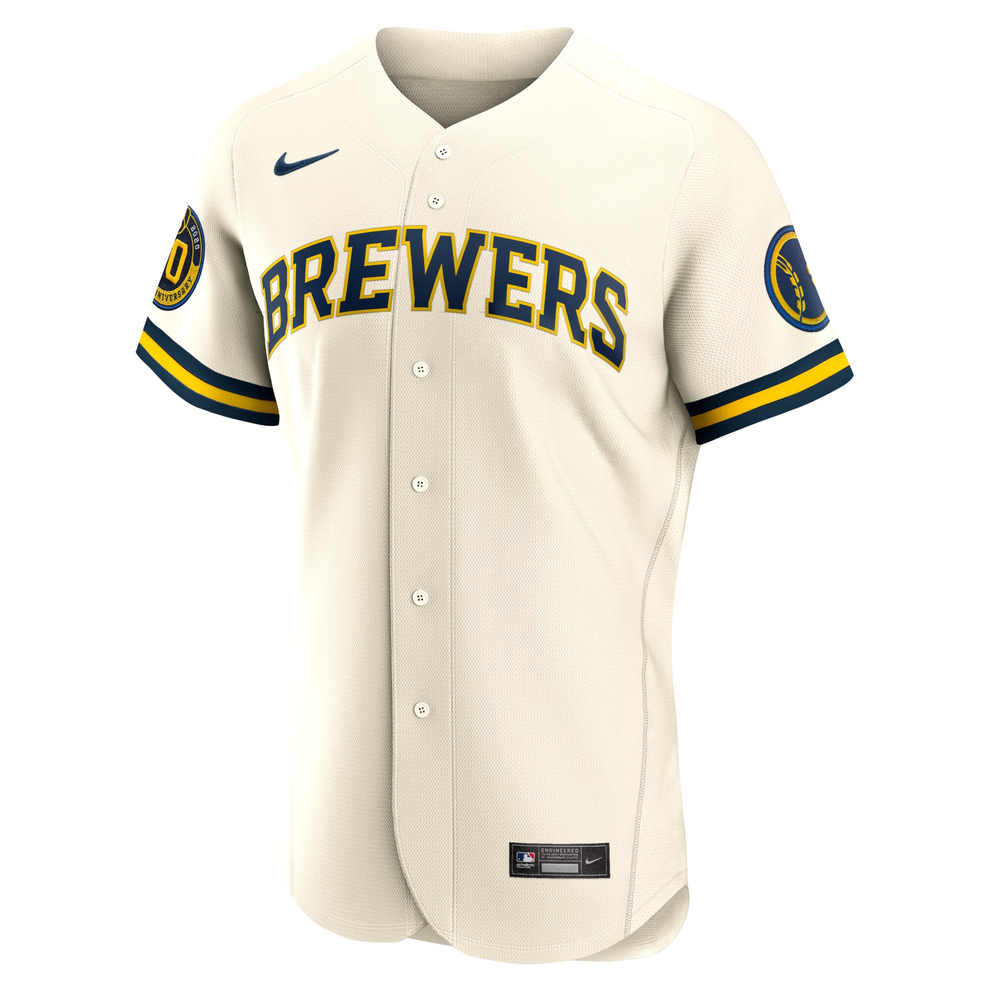 Milwaukee Brewers Nike Home Authentic Team Jersey - Cream - vstockx