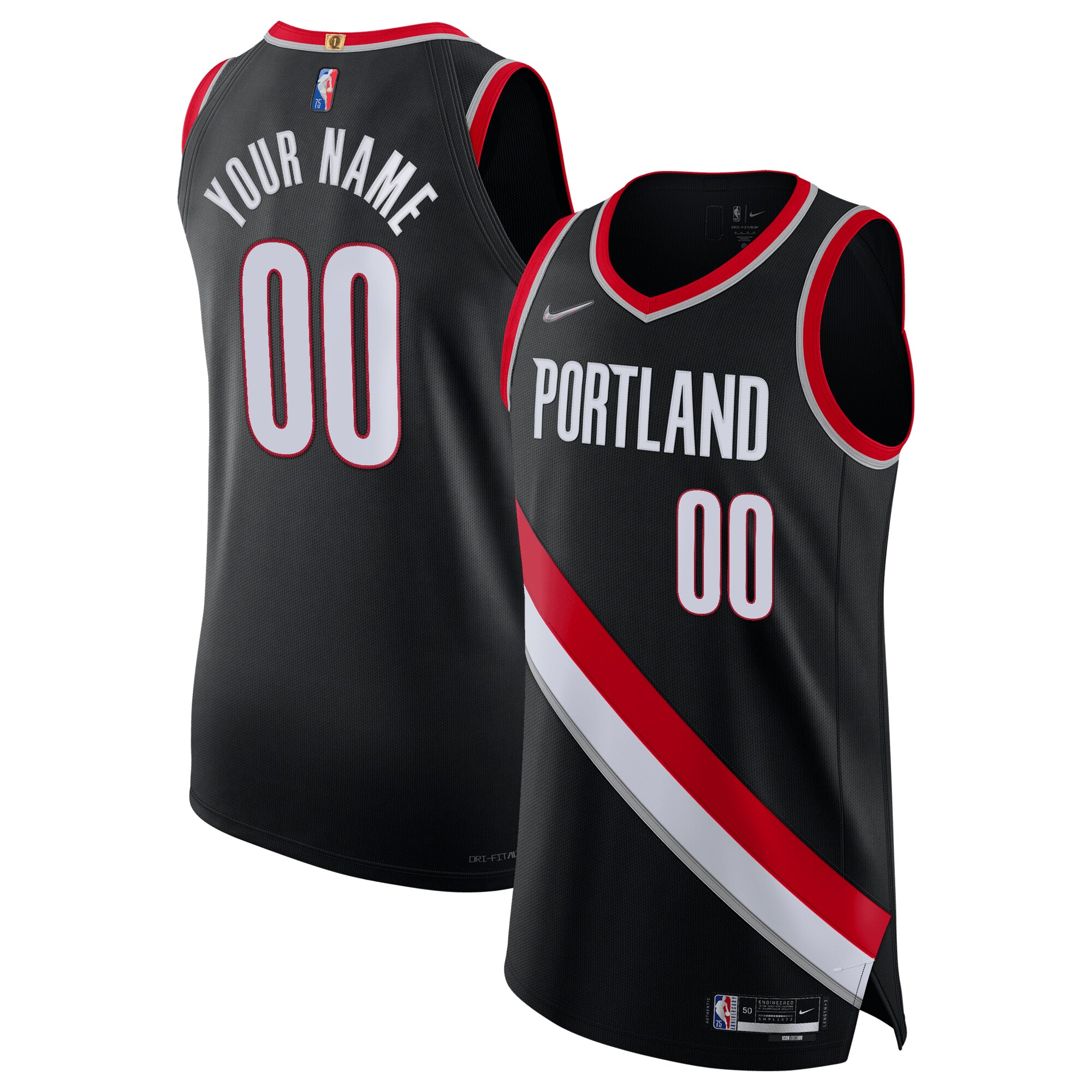 Portland Trail Blazers Nike 2021/22 Diamond Authentic Custom Jersey - Icon Edition - Black - vstockx