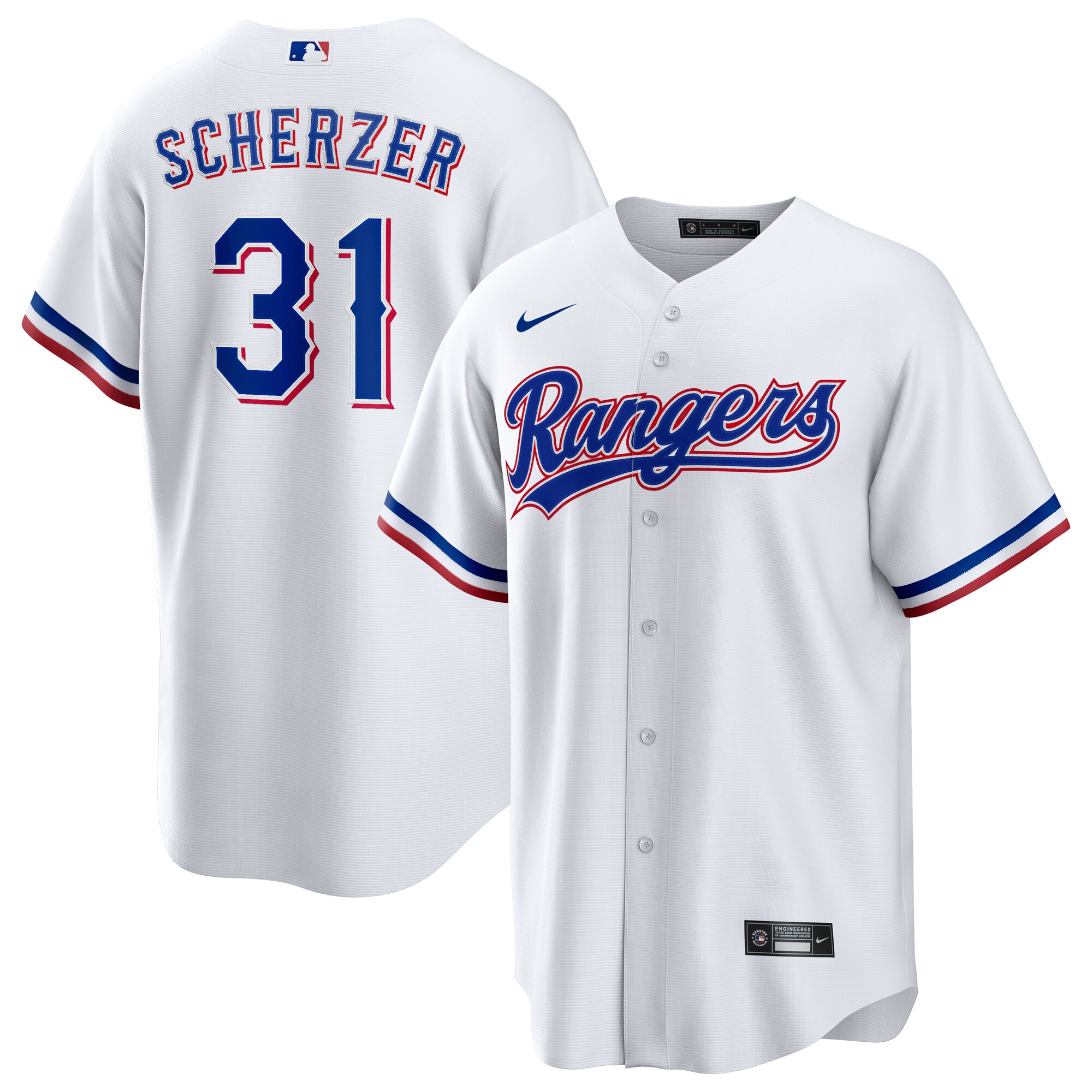 Max Scherzer Texas Rangers Nike Home Replica Player Jersey - White - vstockx