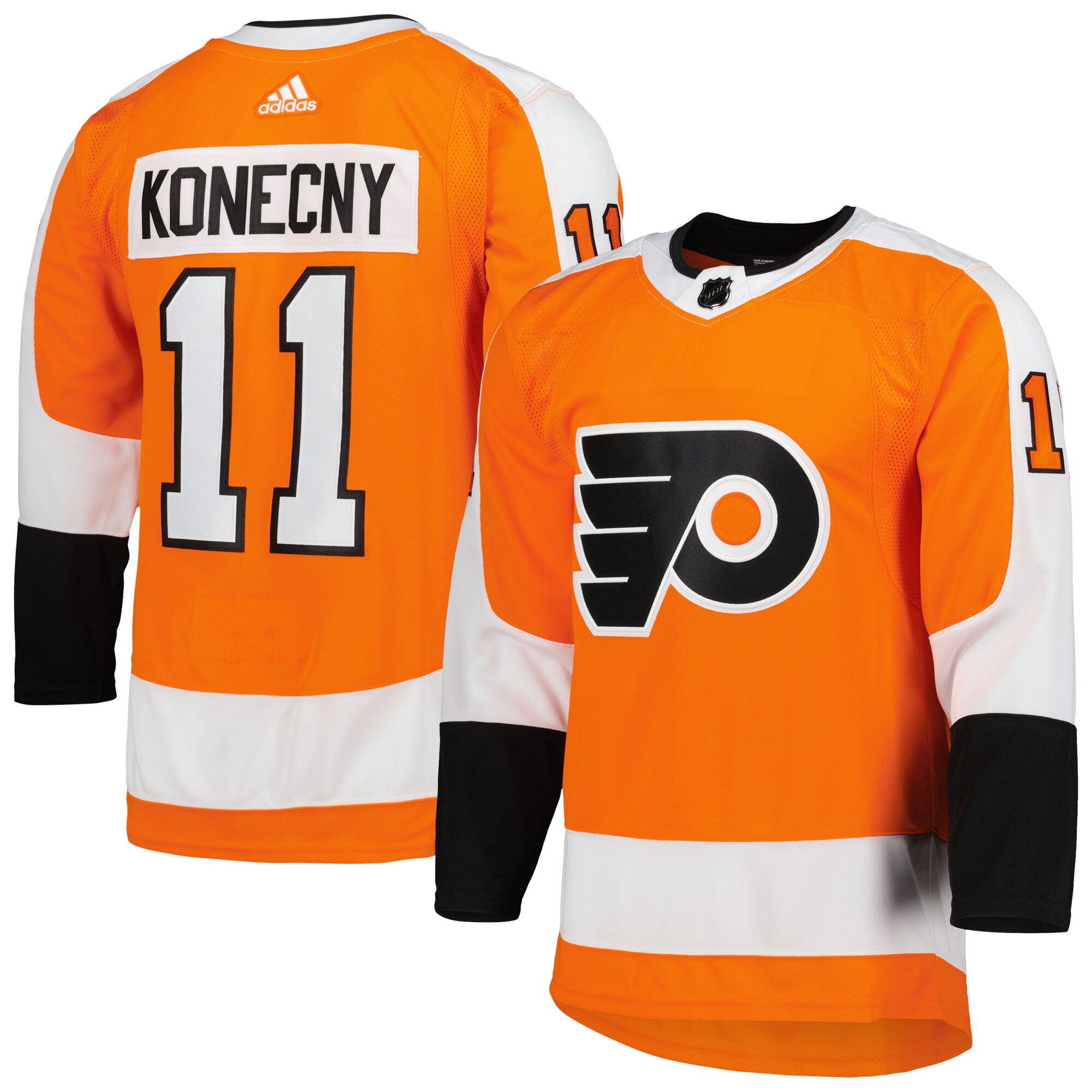 Travis Konecny Philadelphia Flyers adidas Home Primegreen Authentic Pro Player Jersey - Orange - vstockx