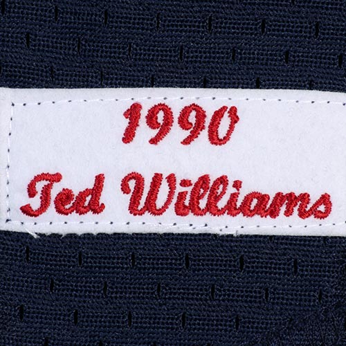 Mitchell & Ness Ted Williams Boston Red Sox 1990 Authentic Cooperstown Collection Batting Practice Jersey - Navy Blue - vstockx
