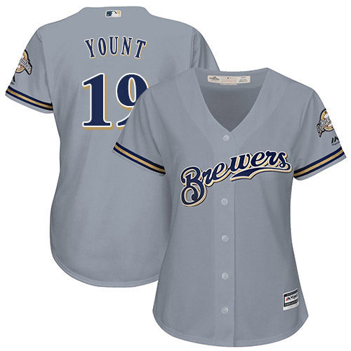 Women's Milwaukee Brewers Robin Yount Replica Road Jersey - Gray - vstockx