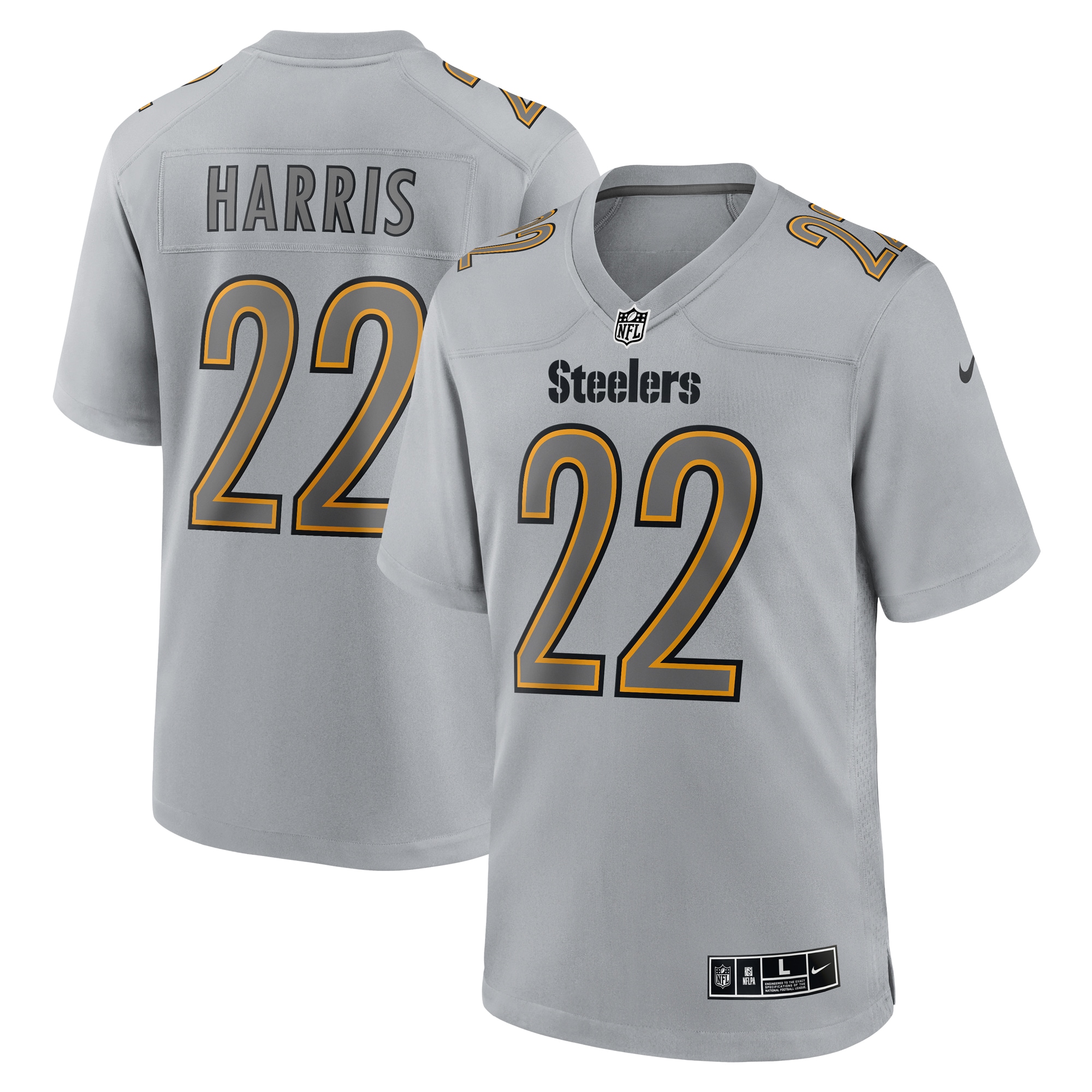 Najee Harris Pittsburgh Steelers Nike Atmosphere Fashion Game Jersey - Gray - vstockx