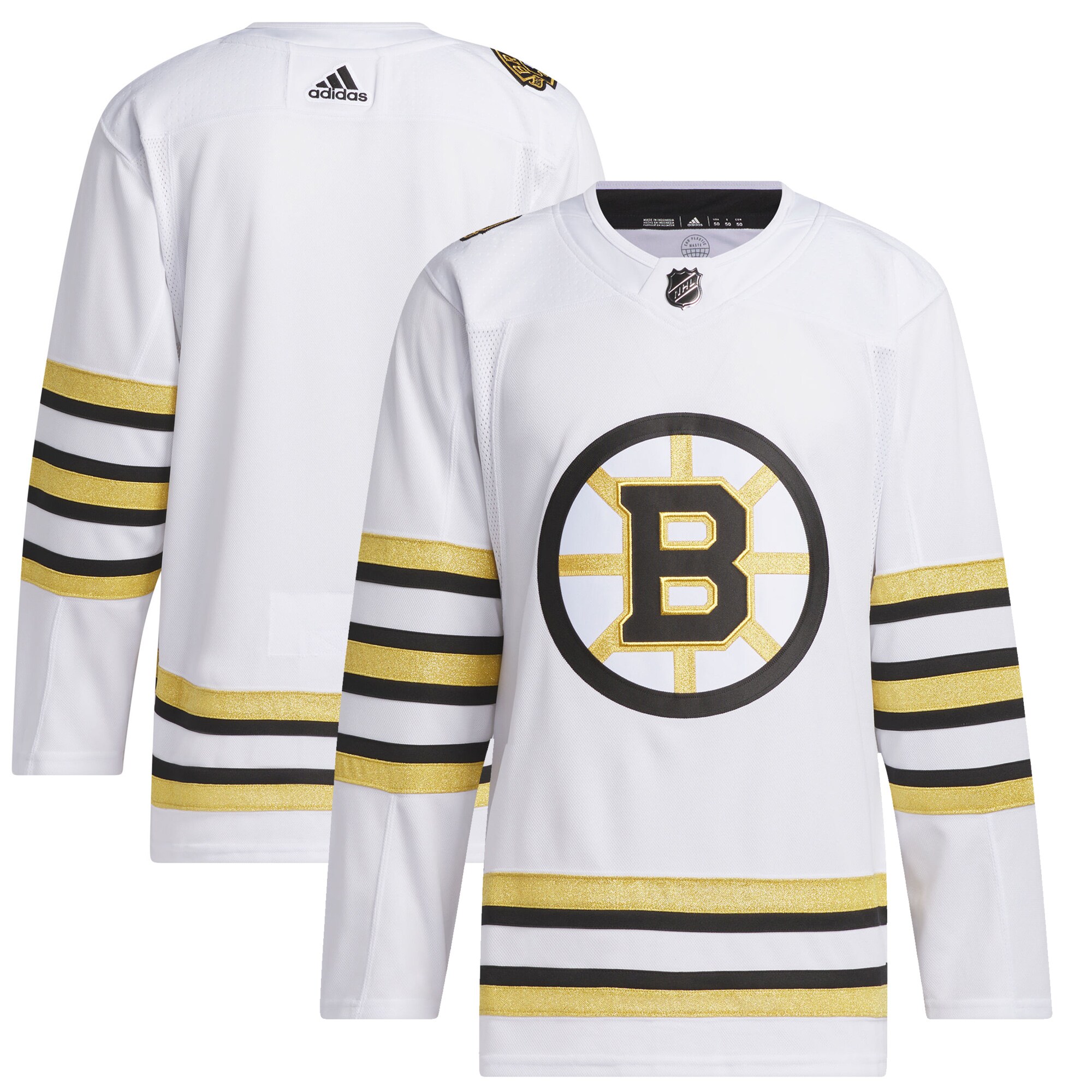 Boston Bruins adidas 100th Anniversary Primegreen Authentic Jersey - White - vstockx