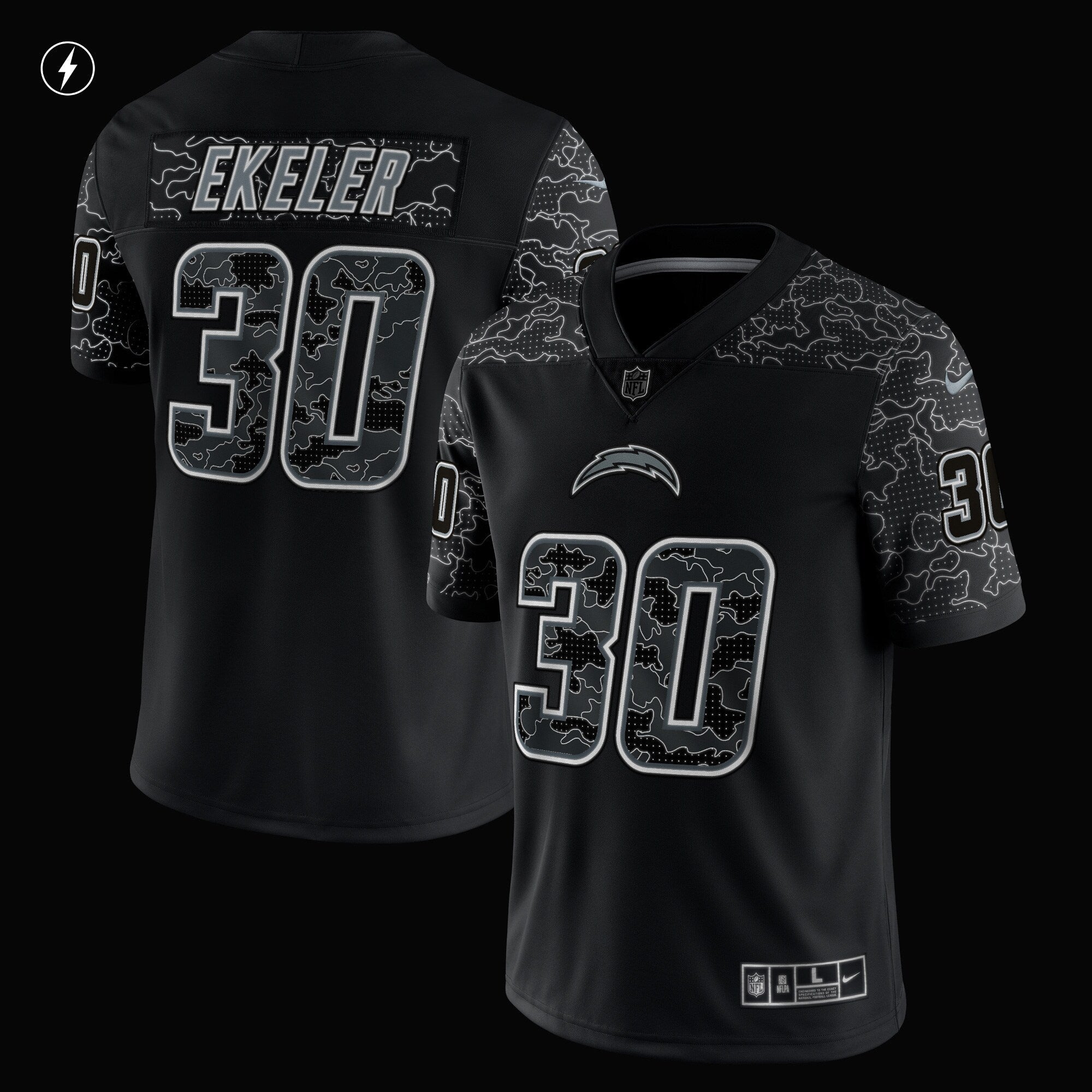 Men's Nike Austin Ekeler Black Los Angeles Chargers RFLCTV Limited Jersey - vstockx