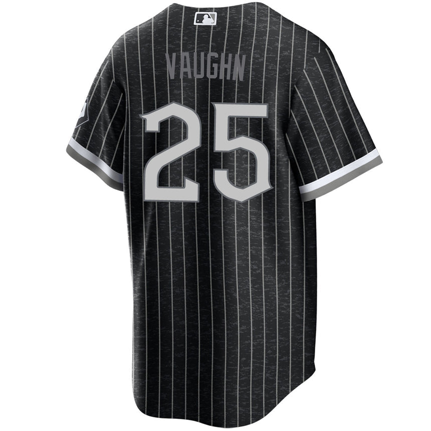 Men's Andrew Vaughn Chicago White Sox Black City Connect Premium Stitch Replica Jersey - vstockx