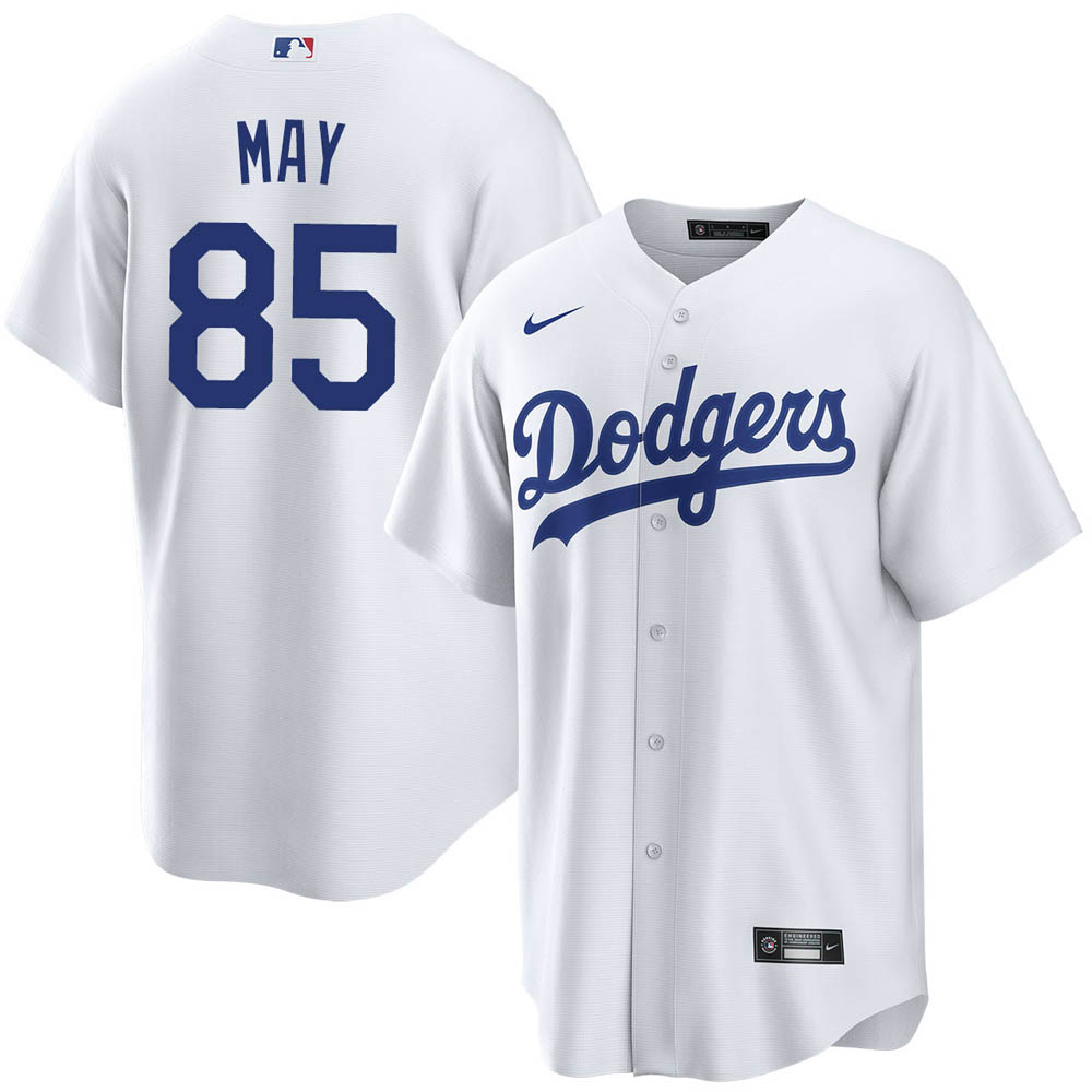 Youth Los Angeles Dodgers Dustin May Cool Base Replica Home Jersey - White - vstockx
