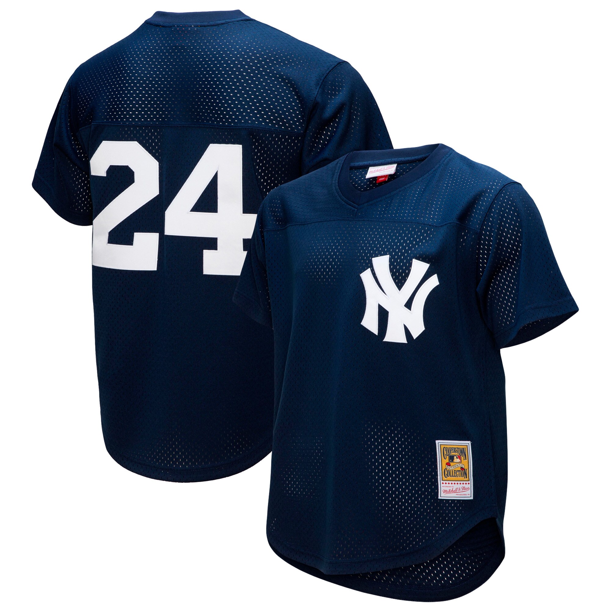 Rickey Henderson New York Yankees Mitchell & Ness Cooperstown Collection Mesh Batting Practice Button-Up Jersey - Navy - vstockx