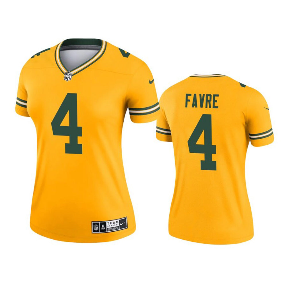 Women's Green Bay Packers Brett Favre Inverted Legend Jersey - Gold - vstockx