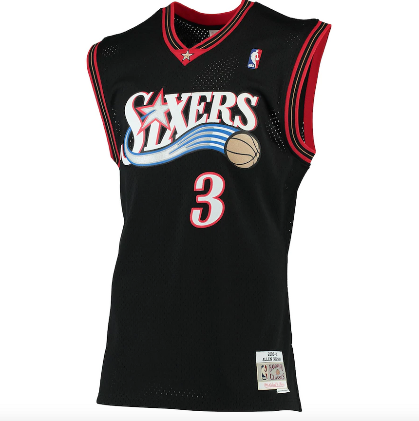 Men's Allen Iverson Philadelphia 76ers 2000-2001 Swingman Replica Jersey By Mitchell & Ness - vstockx