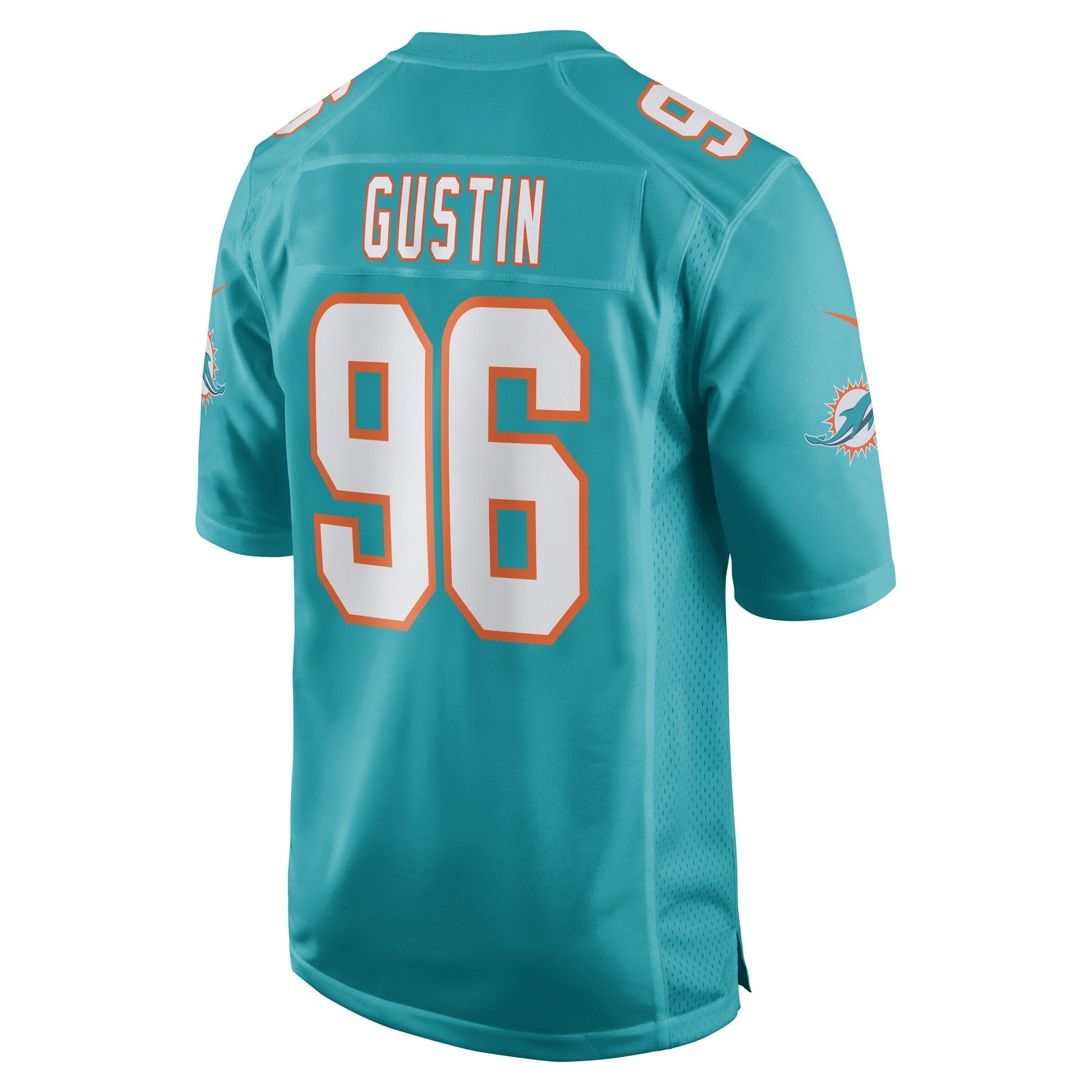 Men's Nike Porter Gustin Aqua Miami Dolphins Game Player Jersey - vstockx