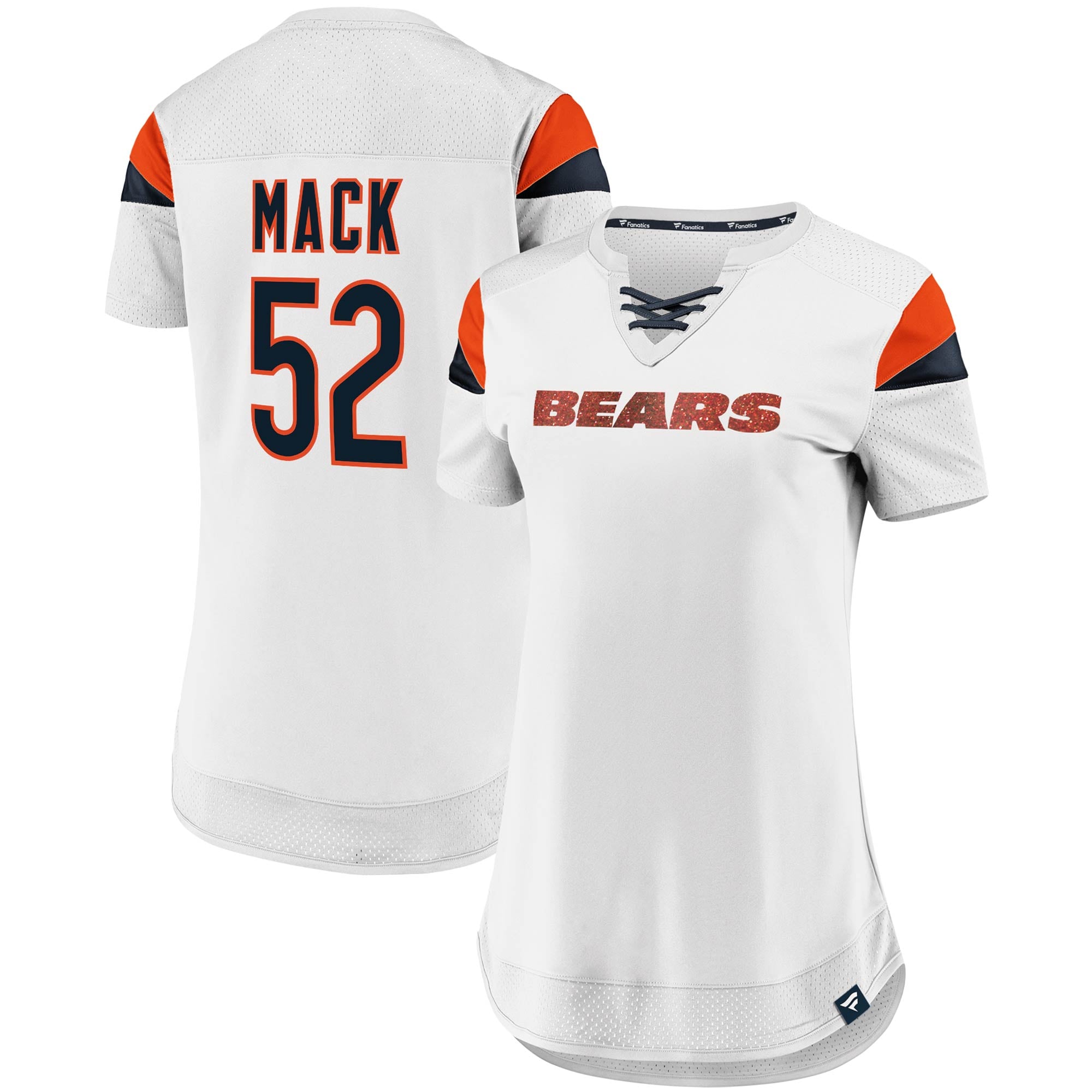 Women's Fanatics Branded Khalil Mack White Chicago Bears Athena Name & Number Fashion Top - vstockx
