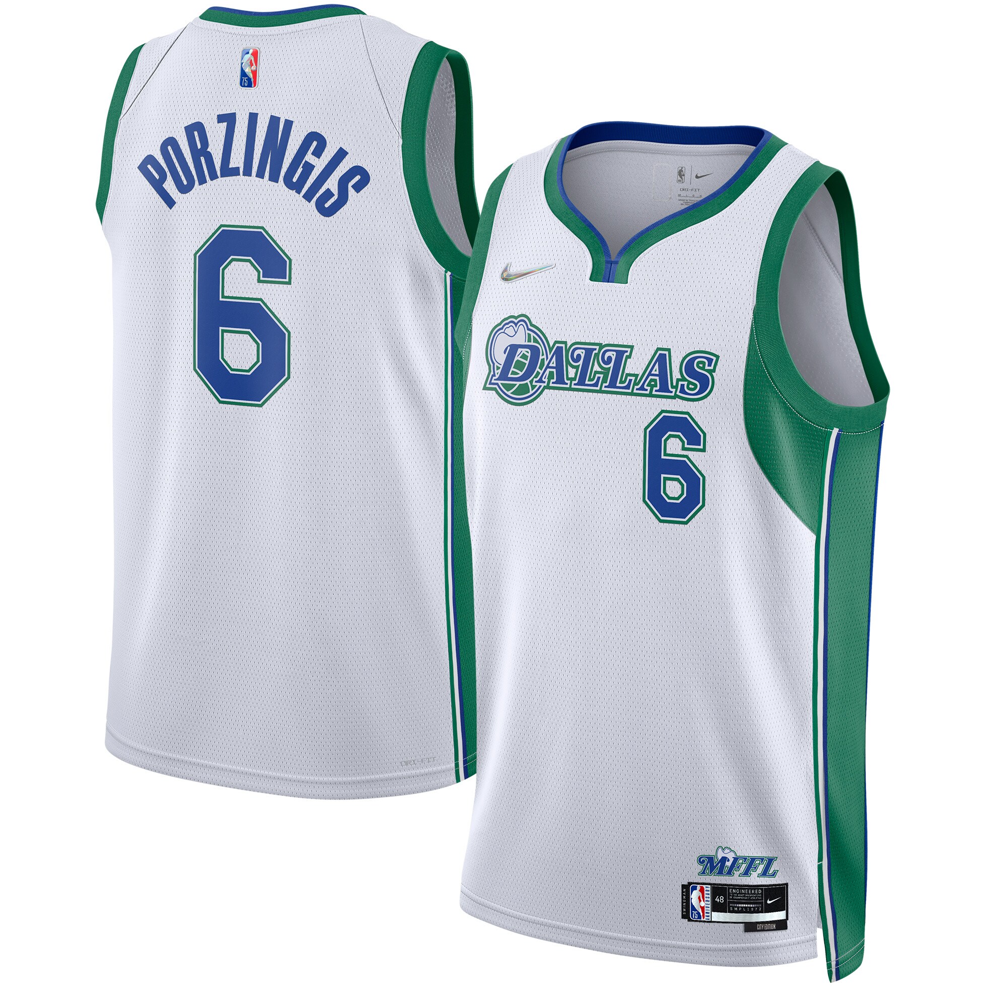 Kristaps Porzingis Dallas Mavericks Nike 2021/22 Swingman Jersey - City Edition - White - vstockx