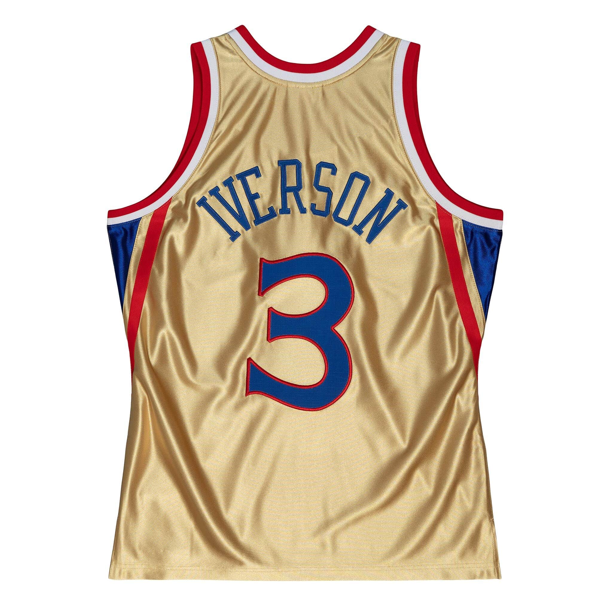 75th Anniversary Gold Swingman Allen Iverson Philadelphia 76ers 1996-97 Jersey - vstockx