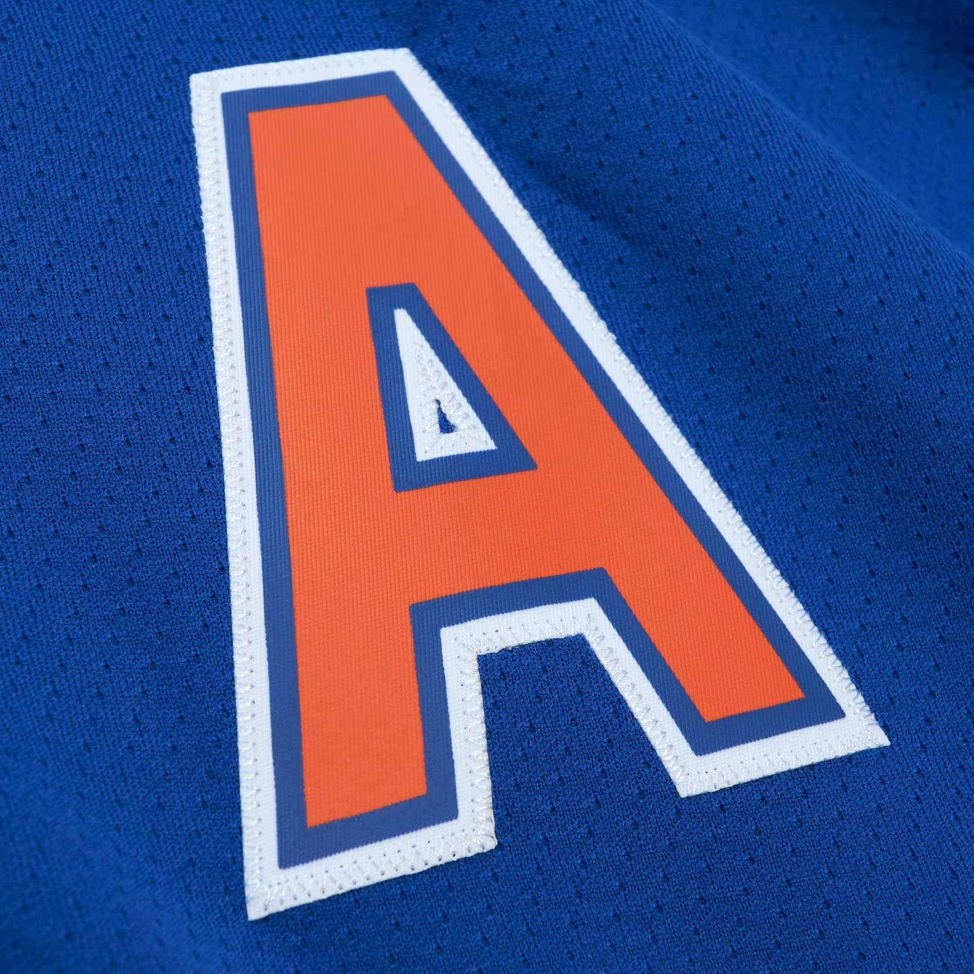 Mark Messier Edmonton Oilers Mitchell & Ness 1986/87 Alternate Captain Patch Blue Line Player Jersey - Royal - vstockx