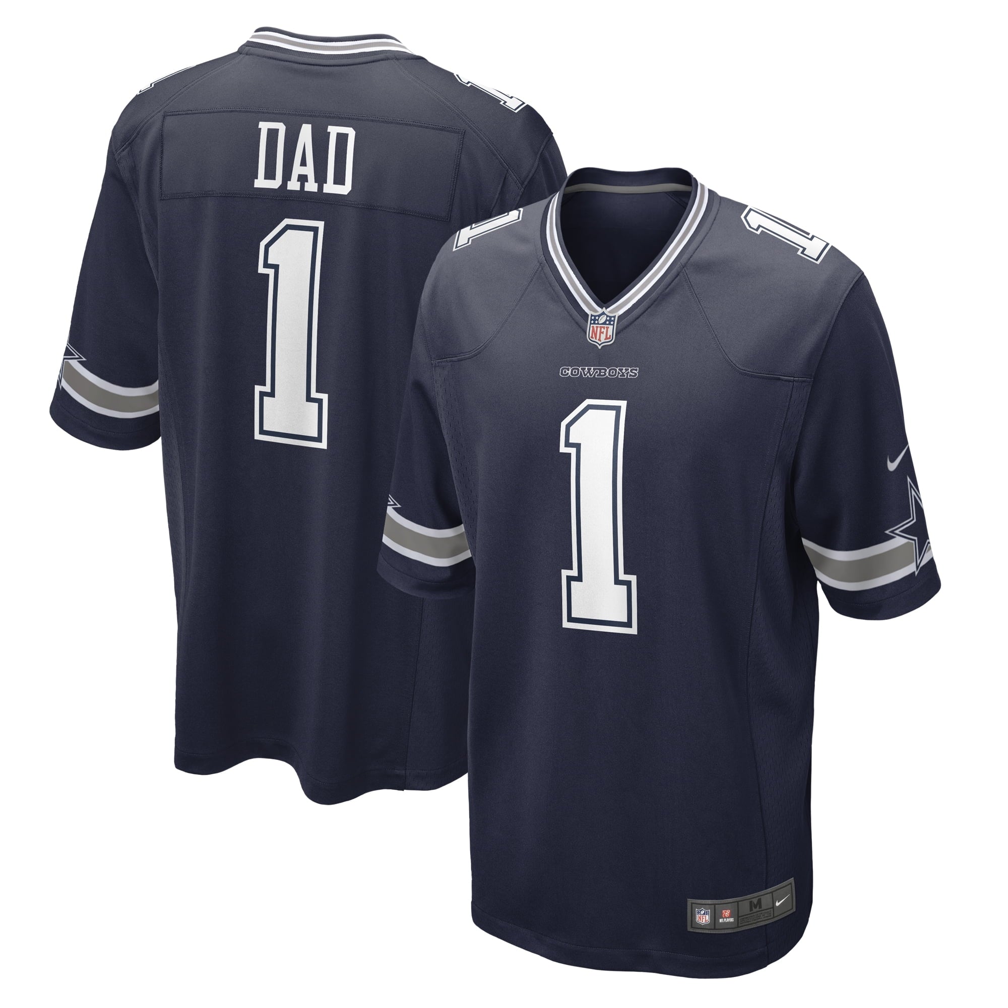Men's Nike Number 1 Dad Navy Dallas Cowboys Game Jersey - vstockx