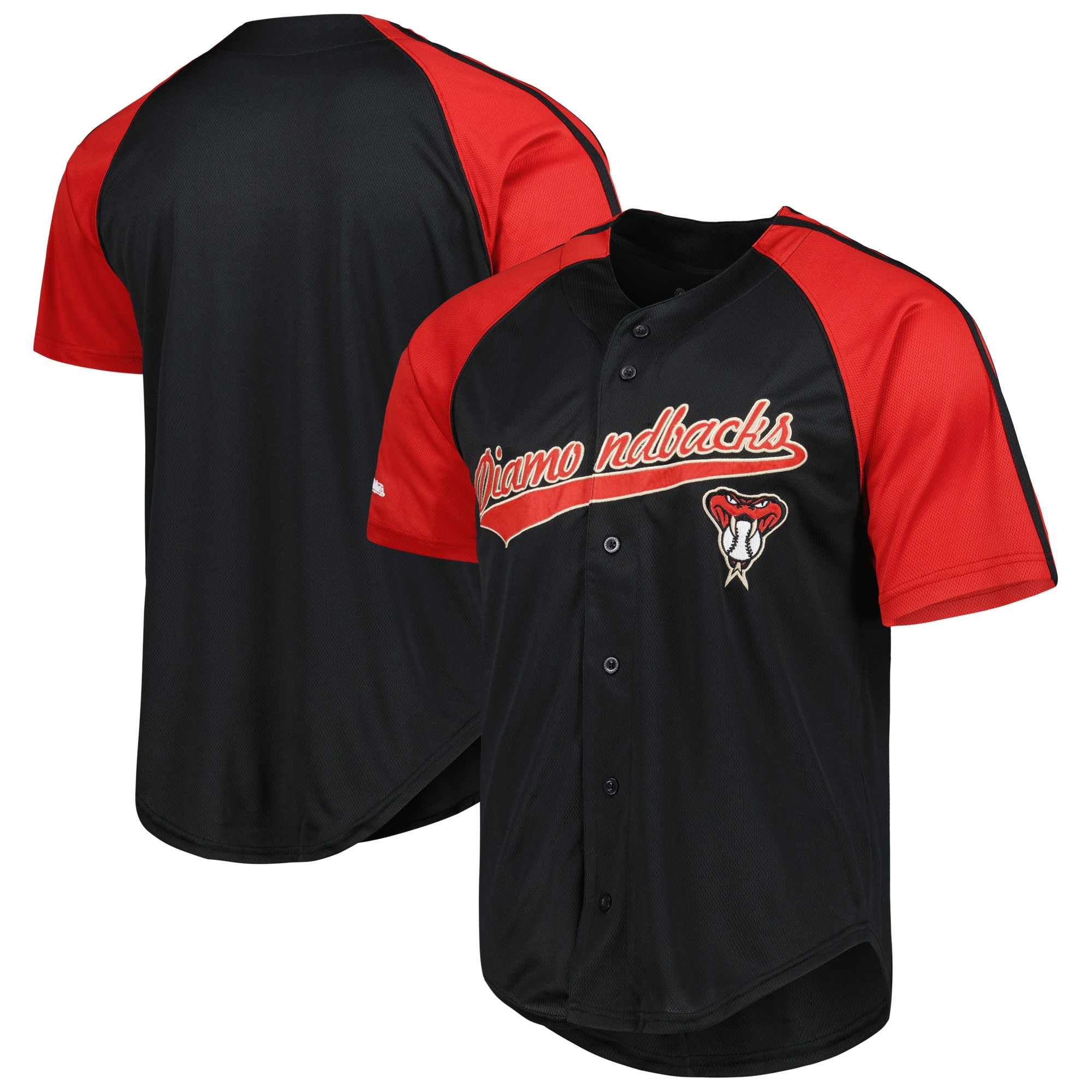 Arizona Diamondbacks Stitches Team Button-Down Raglan Replica Jersey - Red - vstockx