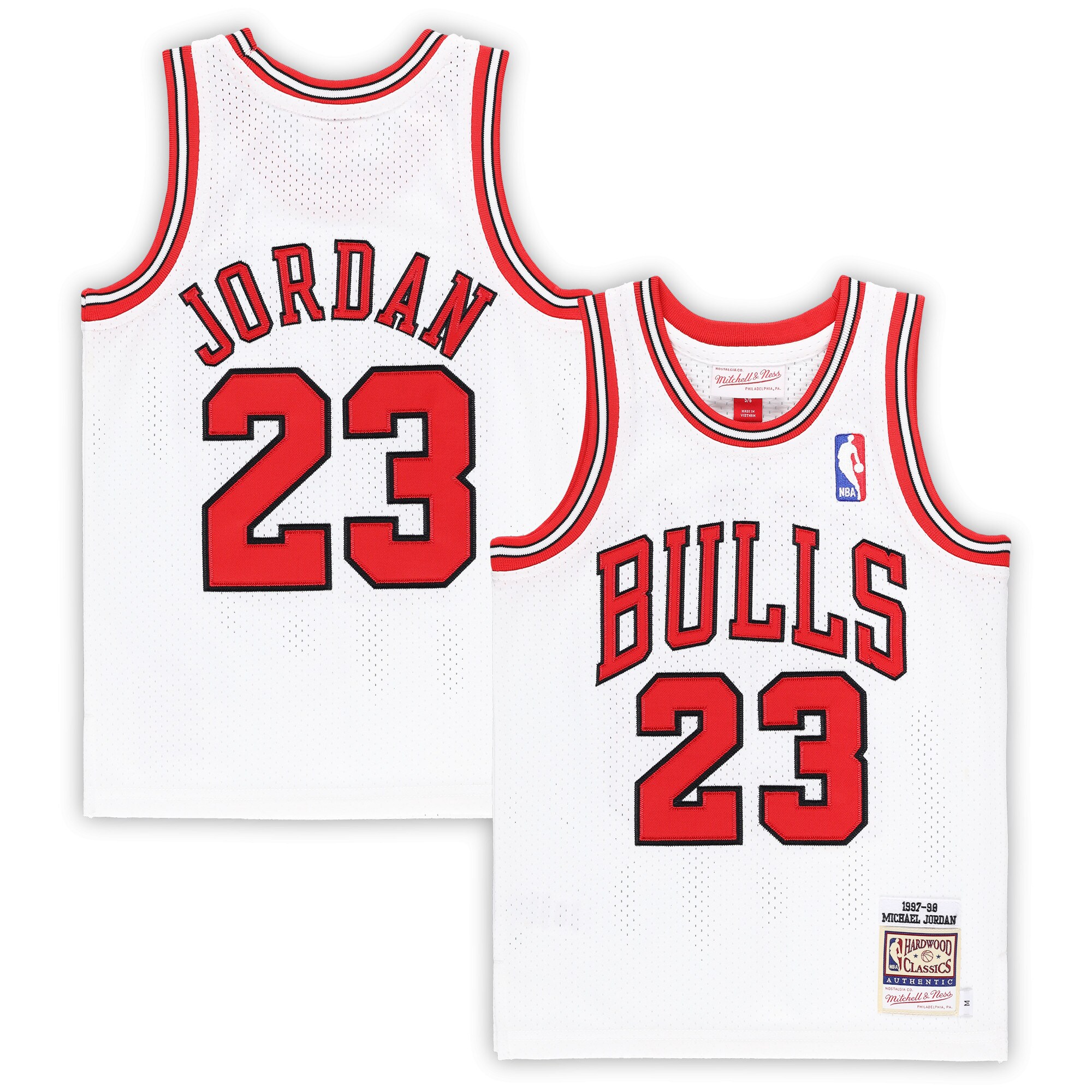 Michael Jordans Chicago Bulls Mitchell & Ness Preschool 1997/98 Hardwood Classics Authentic Jersey - White - vstockx