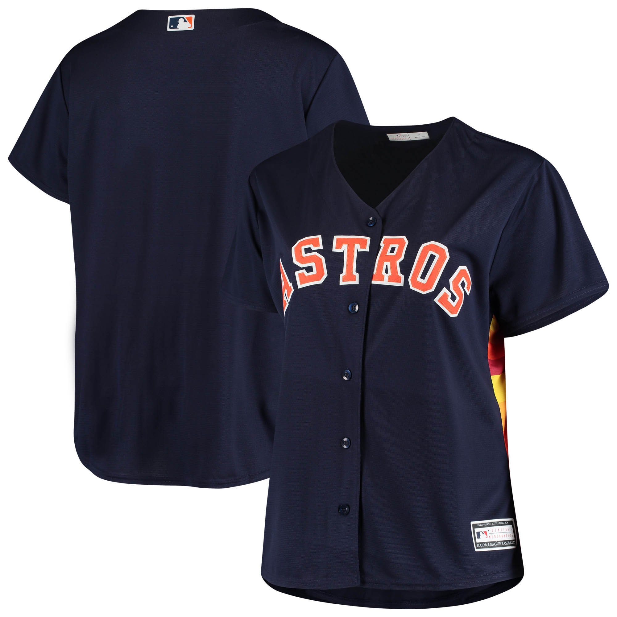 Houston Astros Women's Plus Size Sanitized Replica Team Jersey - Navy - vstockx