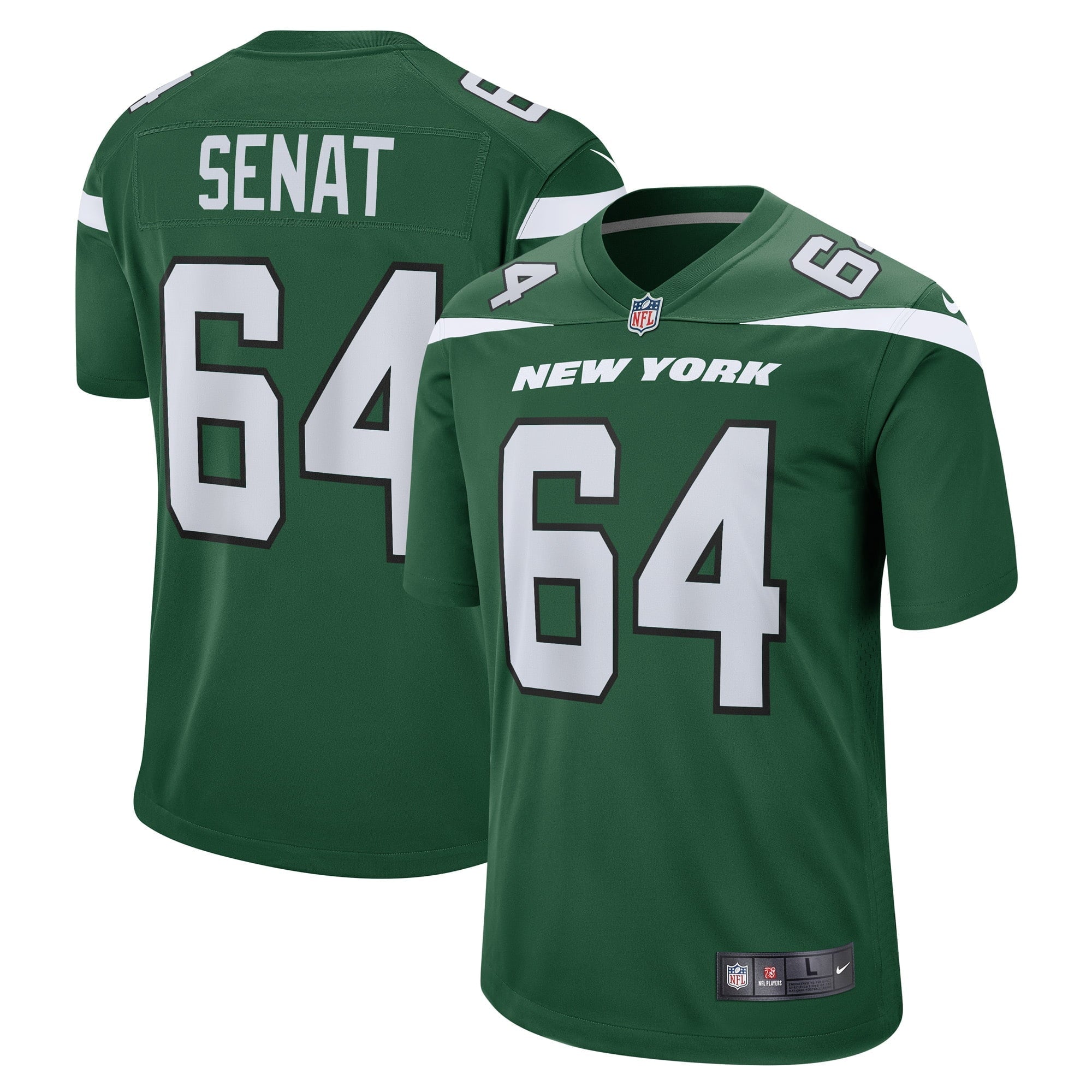 Men's Nike Greg Senat Gotham Green New York Jets Game Player Jersey - vstockx