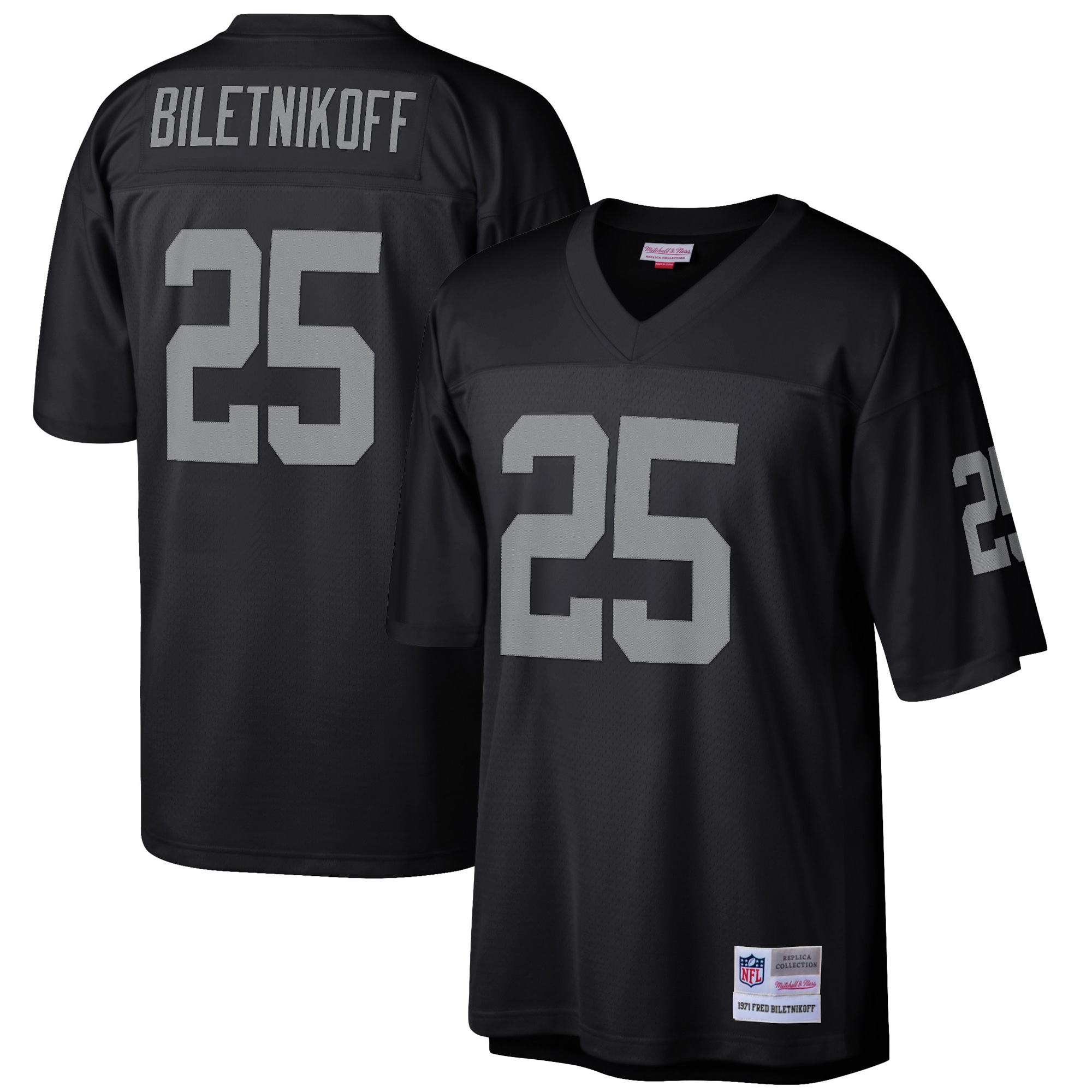 Fred Biletnikoff Las Vegas Raiders Mitchell & Ness Retired Player Legacy Replica Jersey - Black - vstockx
