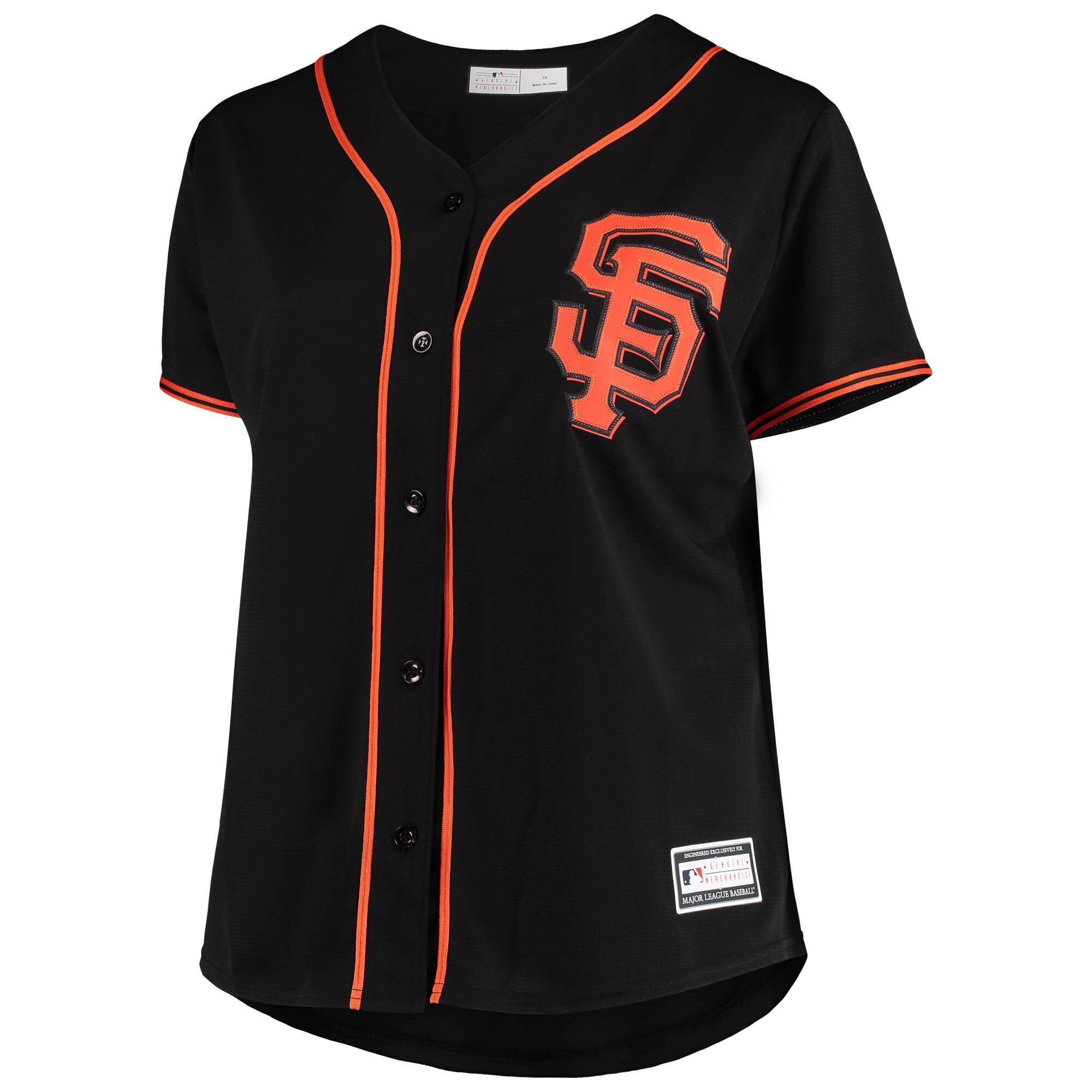San Francisco Giants Women's Plus Size Sanitized Replica Team Jersey - Black - vstockx