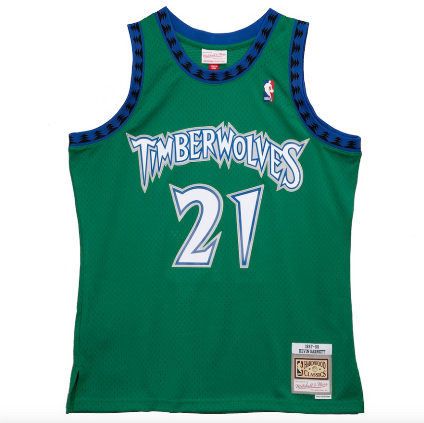 Men's Minnesota Timberwolves Kevin Garnett Mitchell & Ness Green 1997-98 Hardwood Classics Reload 2.0 Swingman Jersey - vstockx